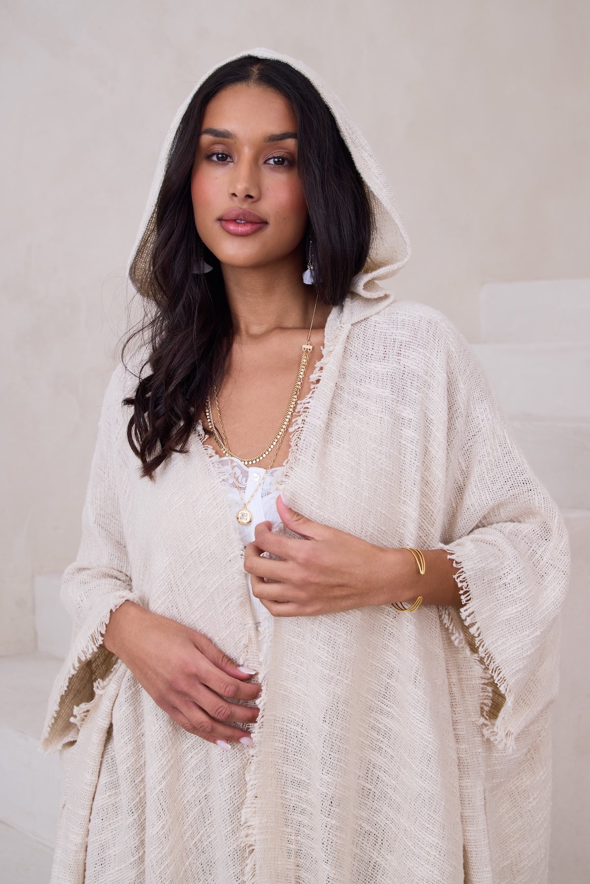 Lightweight Cotton Fringed Kimono Cover Up - Beachwear, Poolside, Summer Vacation & Boho Fashion Outfit