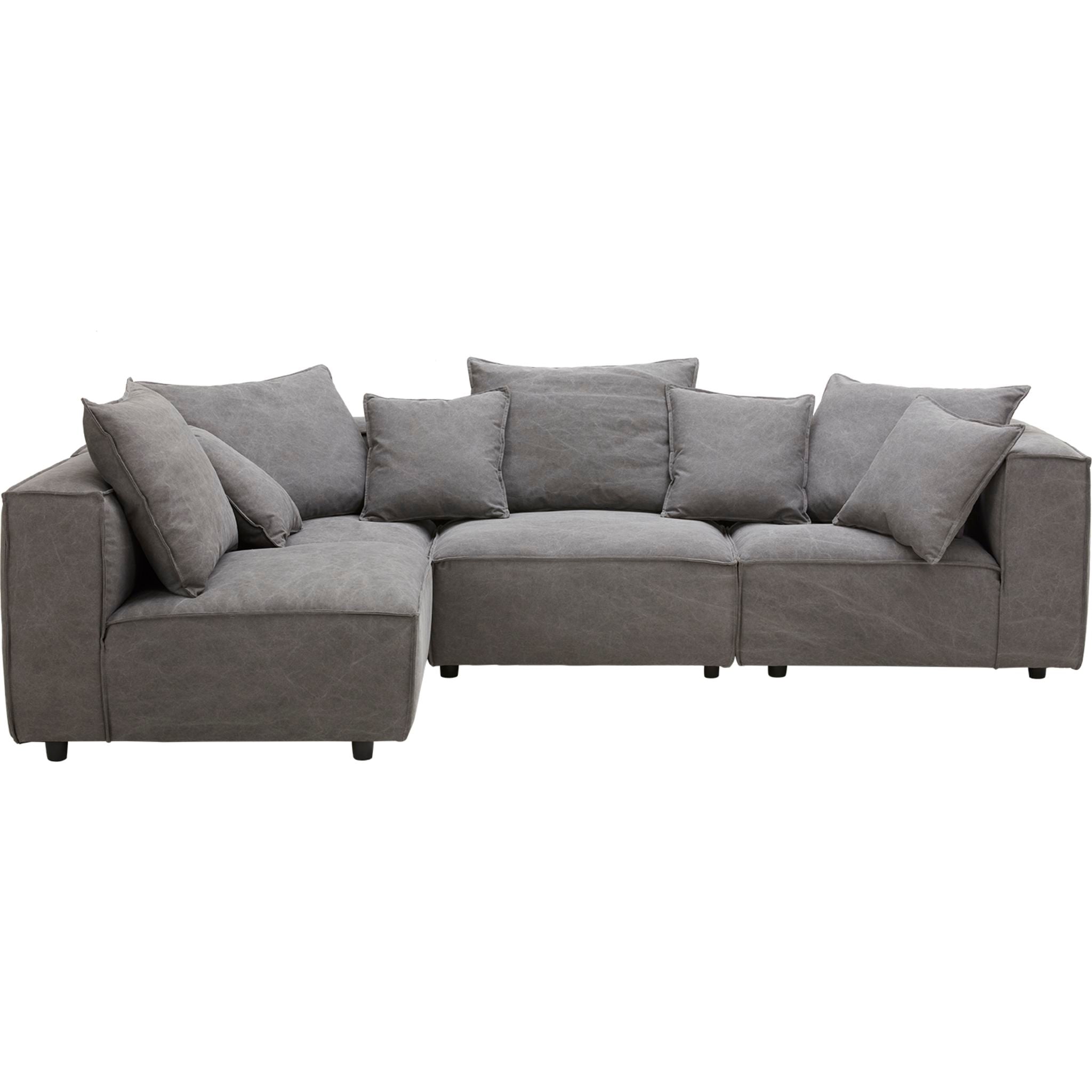 5-Piece Angela Sectional Sofa Set in Capricorn Charcoal - Modern L-Shaped Couch for Living Room, Family Room & Home Theater