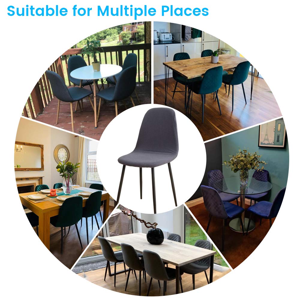 TOPCHANCES Stretch Shell Chair Covers - 6PCS Mid Century Armless Slipcovers for Dining, Living Room & Bedroom - Washable Chair Protectors in Grey Blue - Perfect for Weddings, Banquets & Lounge Decor
