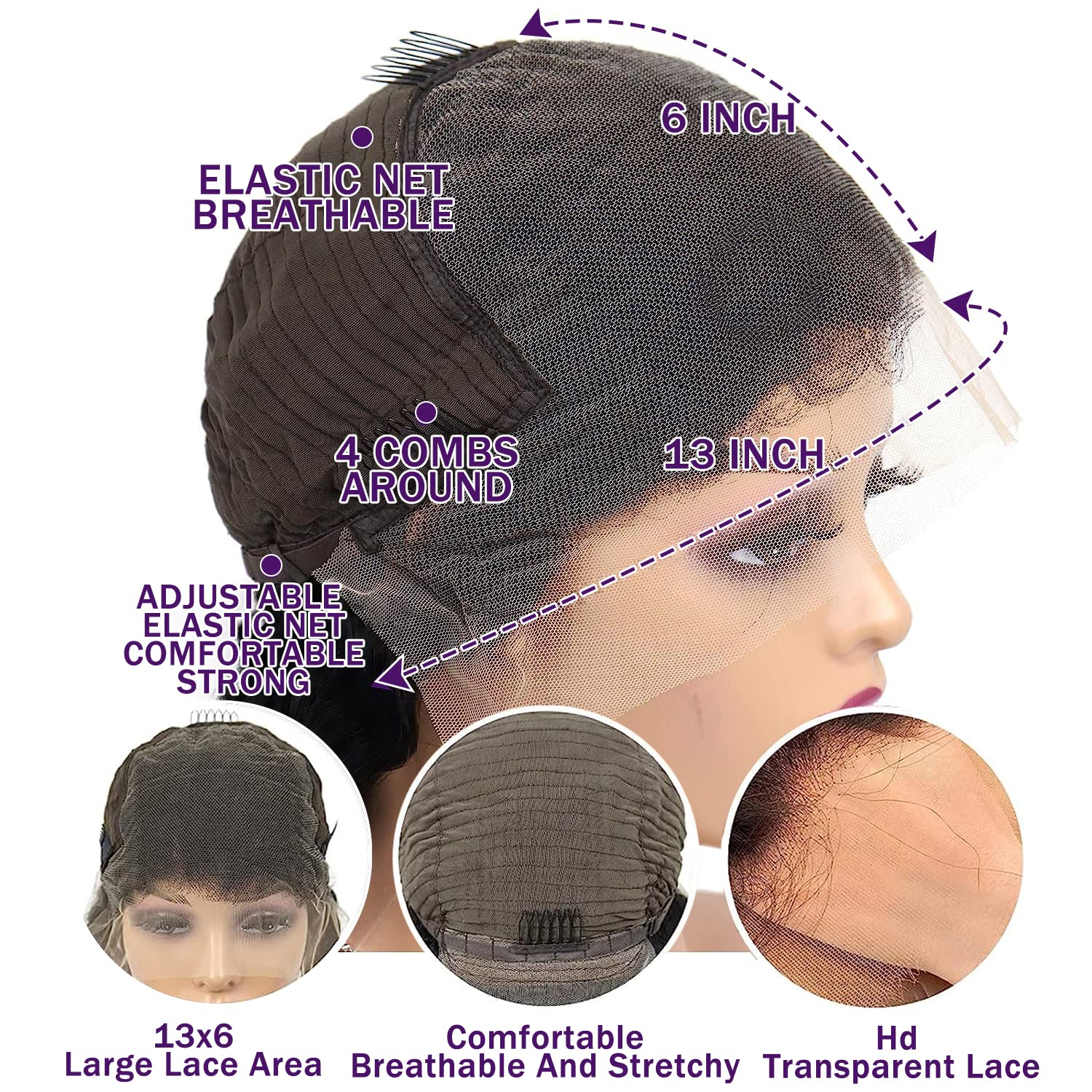 13x6 Deep Wave Lace Front Wigs Human Hair - Pre Plucked 180% Density HD Transparent Glueless Lace Frontal Wig - Brazilian Virgin Human Hair with Baby Hair - 26 Inch - Perfect for Black Women, Parties, Weddings & Daily Wear