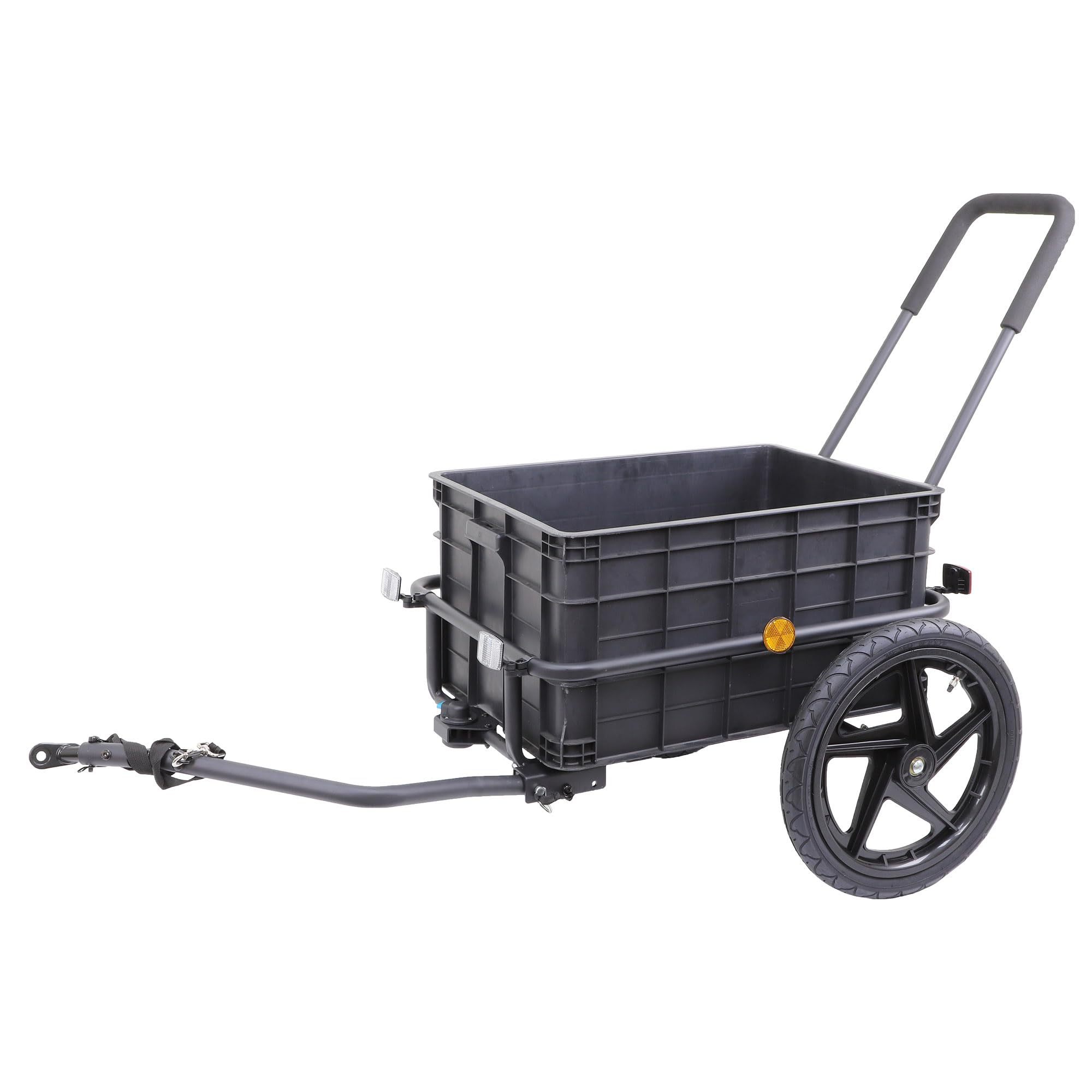 Xspec 2-in-1 Bike Cargo Trailer & Pushcart - Convertible Bicycle Trailer with Removable Storage Box, Waterproof Cover, Tow Hitch & Adjustable Handlebar - Perfect for Grocery Shopping, Camping Trips & Family Outings (Black)
