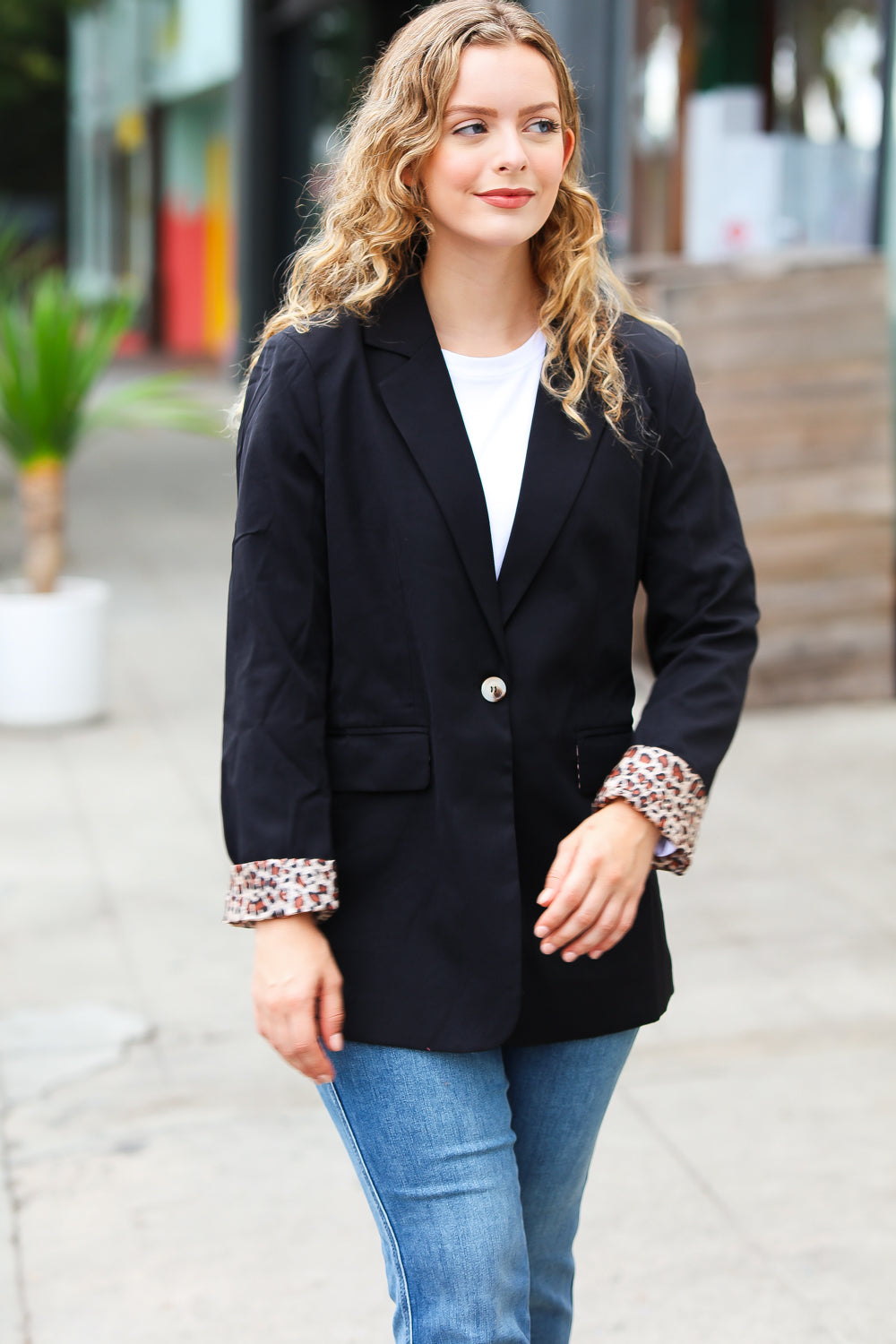 Stylish Black Leopard Print Tailored Collar Lapel Blazer for Women - Perfect for Office Wear, Business Meetings & Evening Events