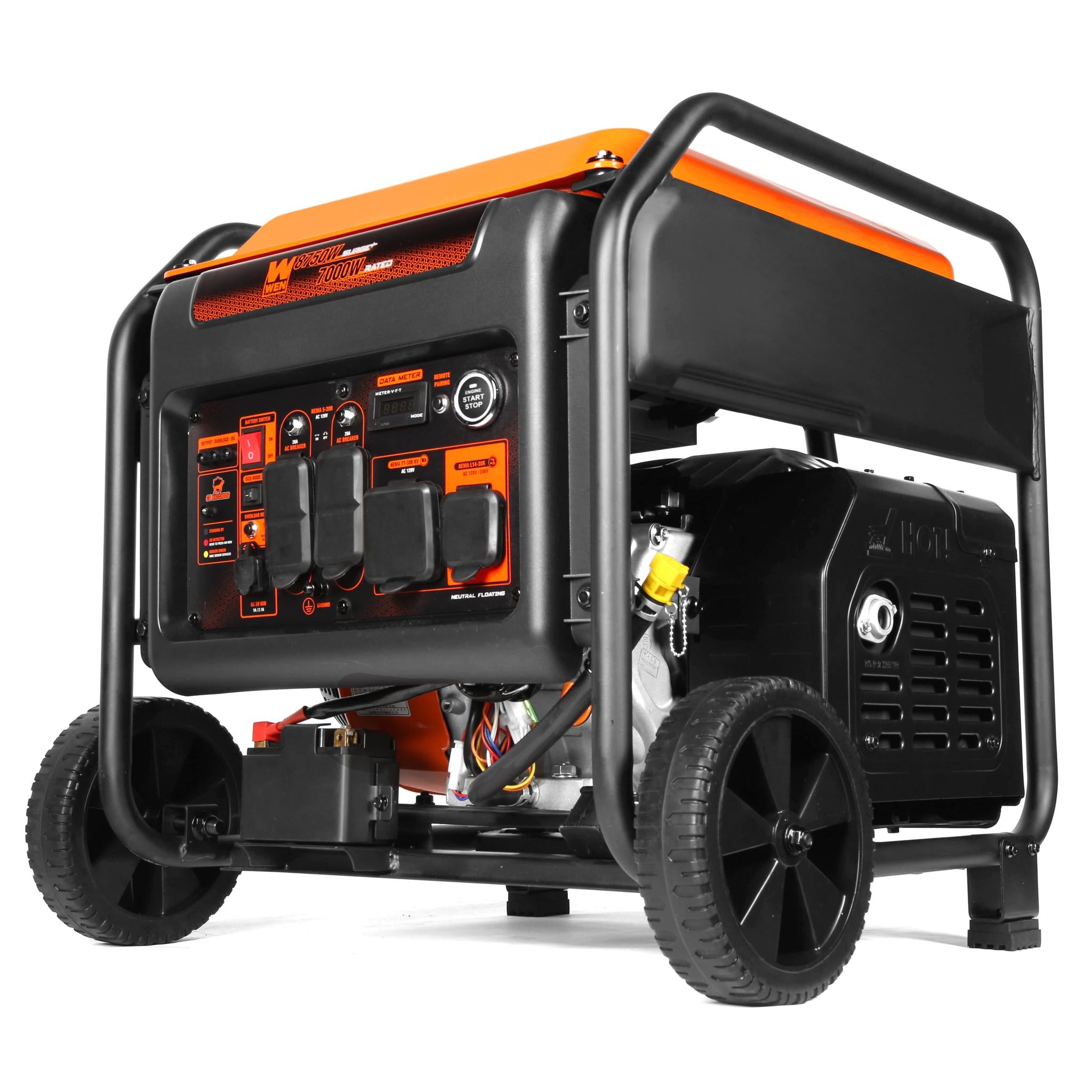 WEN DF875iX 8750-Watt Dual Fuel Inverter Generator with Remote Electric Start - 120V/240V RV Ready, Transfer Switch Compatible, CO Shutdown Sensor - Perfect for Camping, Home Backup Power & Outdoor Events