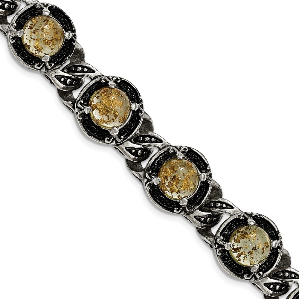 Antique Style Stainless Steel Epoxy Resin Anklet Bracelet with Gold Tone & Secure Lobster Clasp - Elegant Jewelry for Women, Perfect for Beach Vacations, Date Nights & Special Occasions