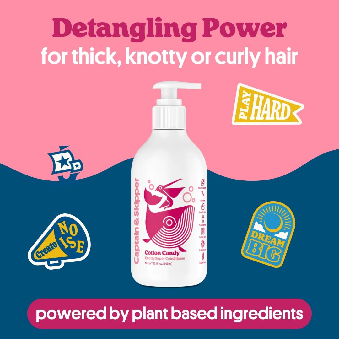 Captain & Skipper Super Knotty Conditioner for Kids - Detangling & Moisturizing Hair Treatment for Thick, Knotted, or Curly Hair | Sulfate-Free, Dye-Free, Paraben-Free | Perfect for Daily Use, Swim Days & Bedtime Hair Care