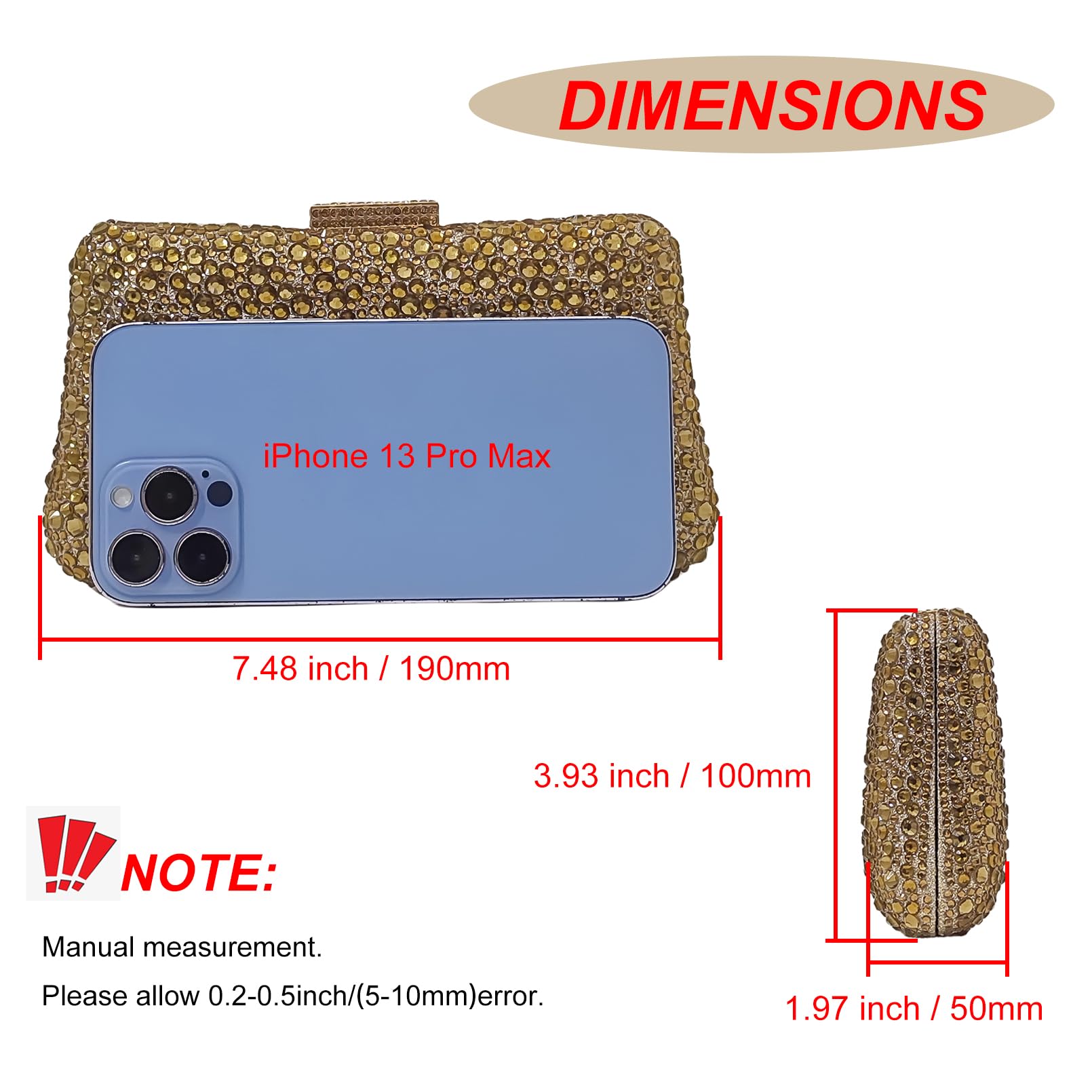 Sparkly Rhinestone Clutch Handbag for Women - Crystal Evening Purse with Gemstones for Party, Wedding & Special Occasions | Elegant Accessory for Prom, Cocktail Events & Formal Gatherings