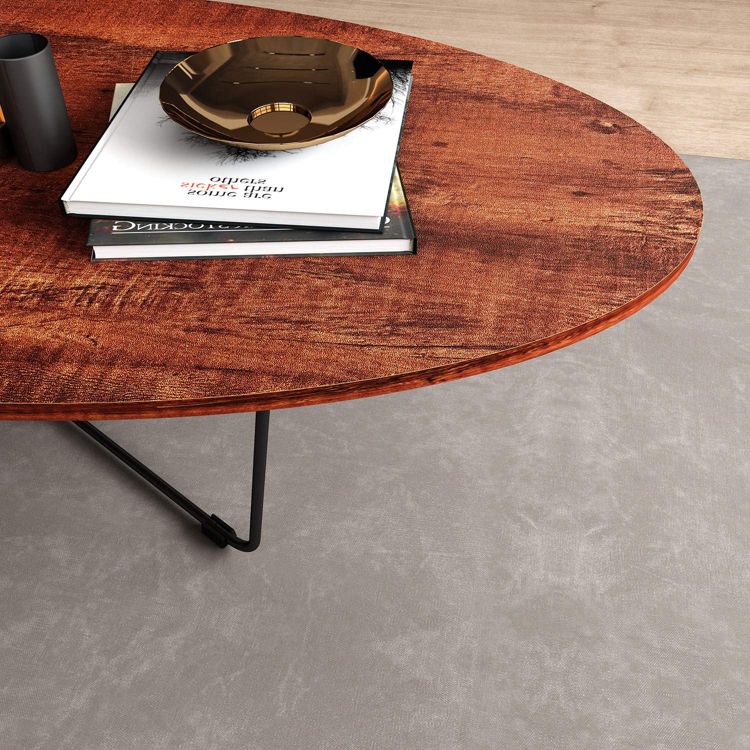 Round Wood Coffee Table with Metal Frame - 32.7 Inch Sandalwood Circle Coffee Table for Living Room, Office & Lounge - Modern Center Table for Home Decor & Small Spaces