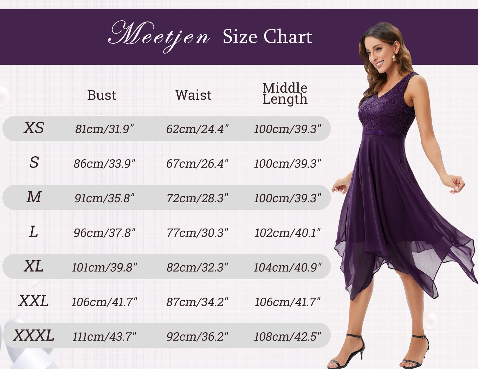 Meetjen Women's Elegant Lace Cocktail Party Dress 2025 - Handkerchief Hem Bridesmaid & Prom Formal Gown for Wedding Guest | Perfect for Evening Events, Bridal Showers & Special Occasions