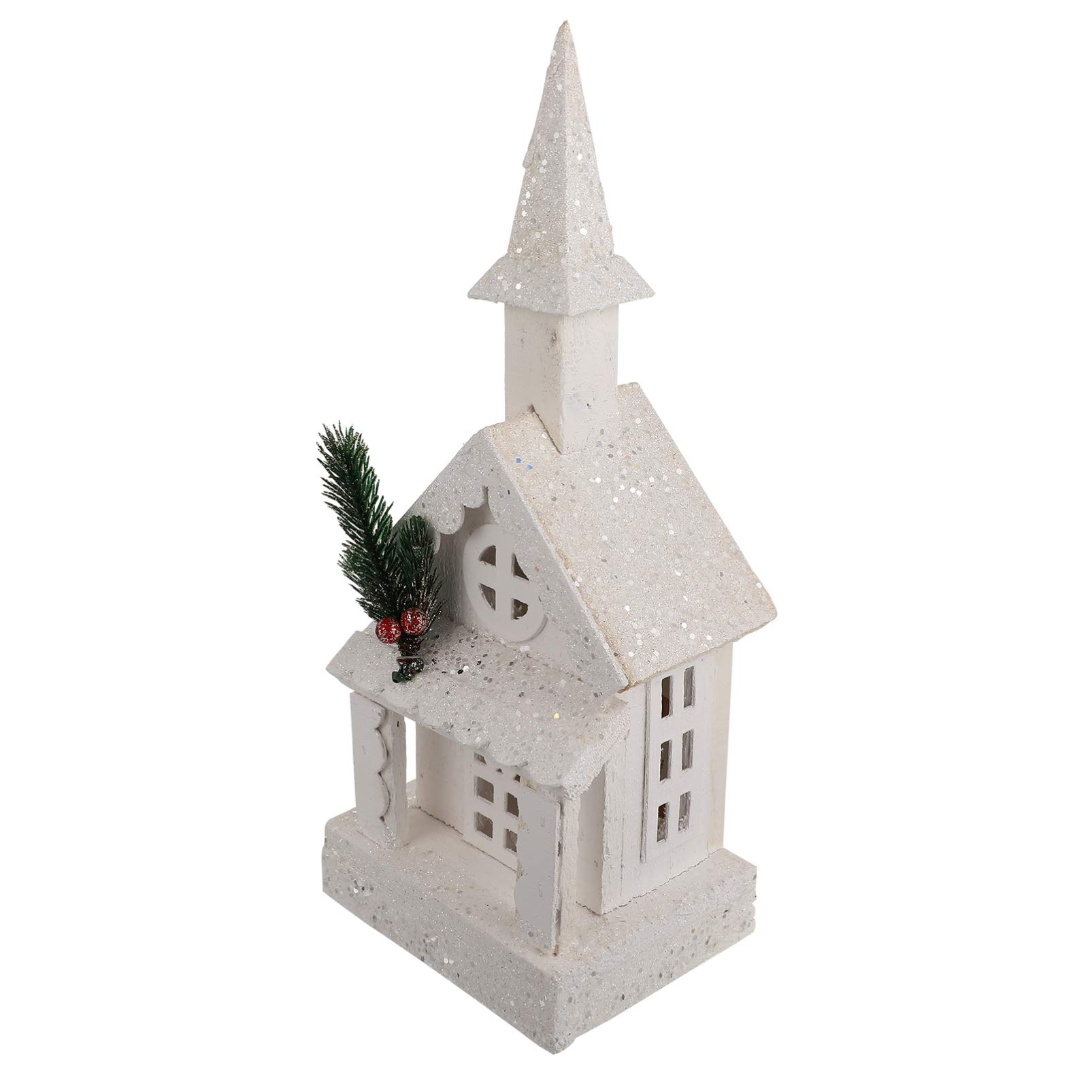BESPORTBLE Wooden Christmas Lighted Church - Holiday Village House Decor with LED Lights for Tabletop, Desktop, and Home Decoration | Perfect for Christmas Wonderland Displays, Festive Centerpieces, and Seasonal Home Staging
