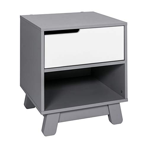 Babyletto Hudson Nightstand with USB Port - Grey & White Modern Nursery Side Table with 1 Drawer & Storage Cubby | Perfect for Baby Rooms, Kids Bedrooms & Nursery Organization
