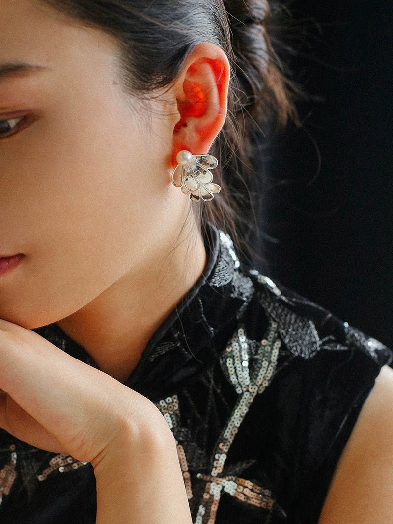 Exquisite Ethnic Style Double Soma Flowers Pearl Earrings - Handmade Boho Jewelry for Women - Perfect for Weddings, Parties & Special Occasions
