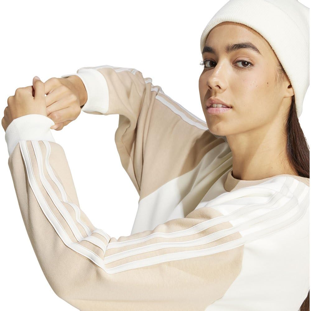 Adidas Women's Essentials 3-Stripes Oversized Fleece Sweatshirt | Cozy Pullover Hoodie for Casual Wear, Lounge & Street Style | Perfect for Winter, Gym & Everyday Outfits