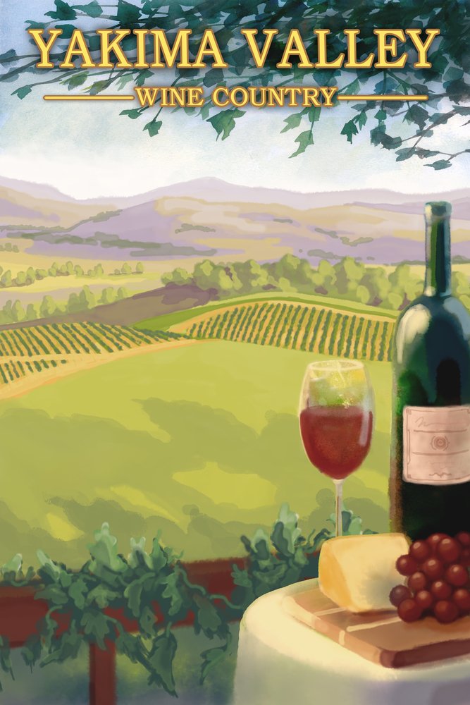 Yakima Valley Washington Wine Country Metal Wall Art - 12x18 Gallery Quality Aluminum Decor for Home, Office & Wine Cellar