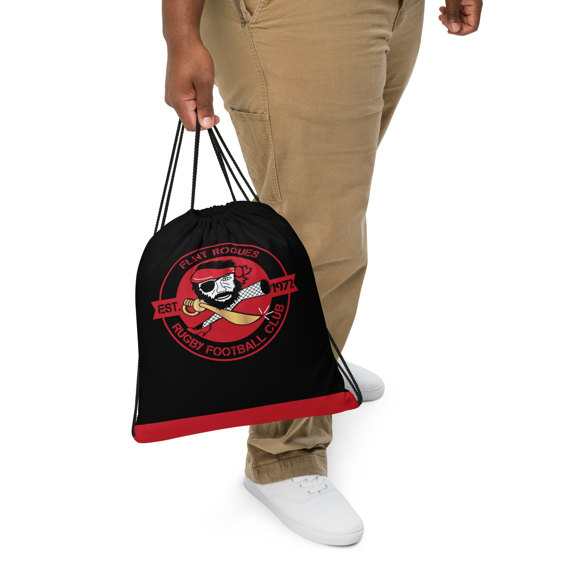 Flint Rogues RFC Drawstring Backpack - Lightweight & Durable Gym Bag for Sports, Travel & School - Perfect for Workout, Running & Outdoor Activities