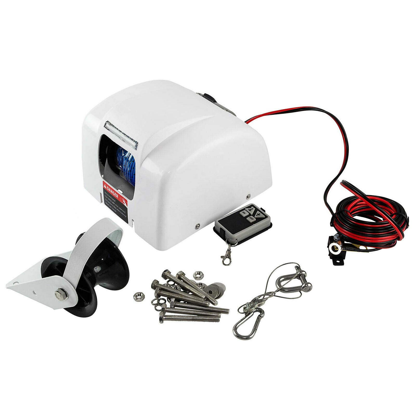 TFCFL 45 LBS Electric Anchor Winch Kit - 12V Heavy Duty Marine Windlass with Remote Control, Saltwater Resistant for Fishing Boats & Pontoon Boats - Perfect for Deep Sea Fishing & Water Sports