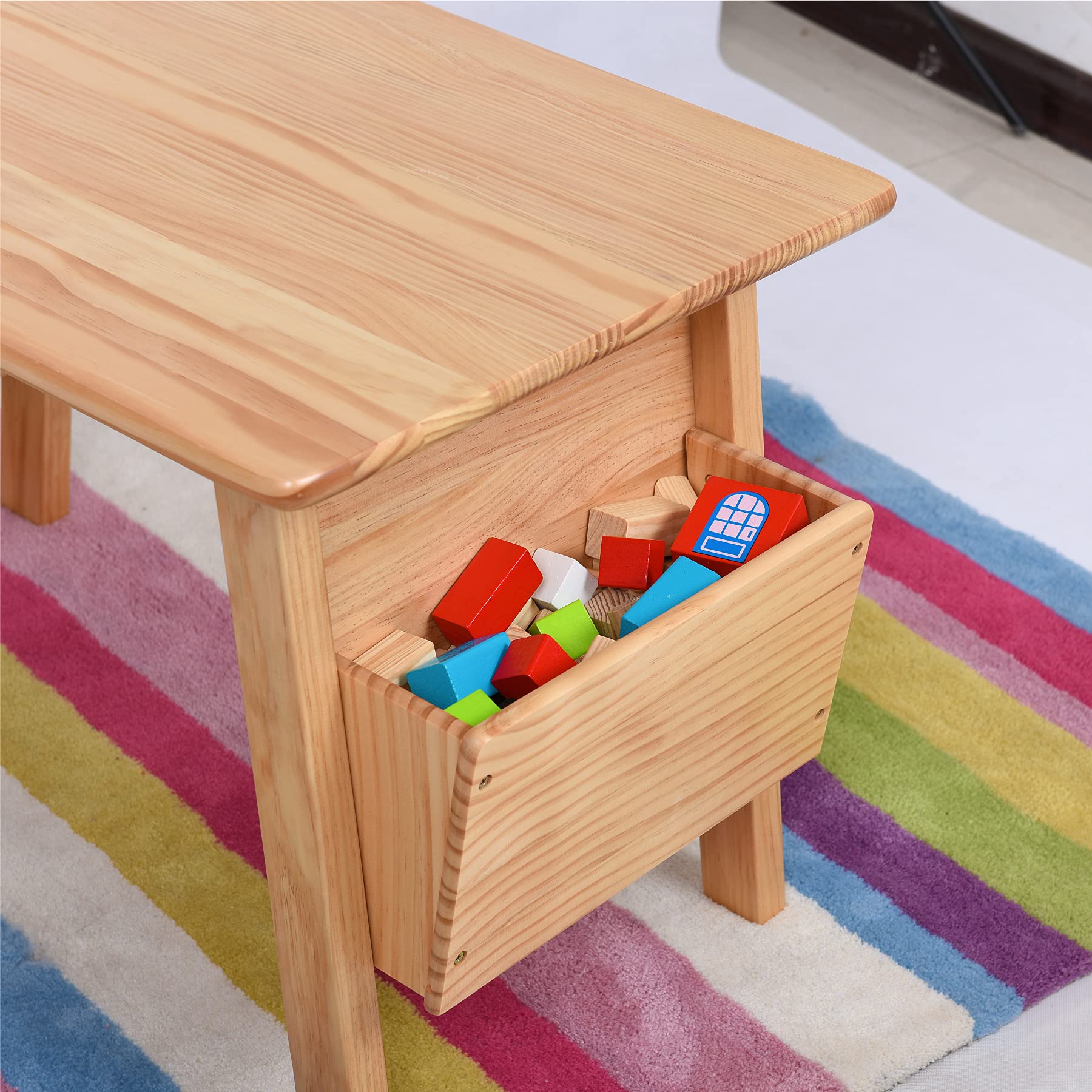 **Solid Wood Kids Table and Chair Set with Storage - Natural Toddler Activity Desk for Learning, Drawing & Play - Perfect for Nursery, Playroom & Homeschool**