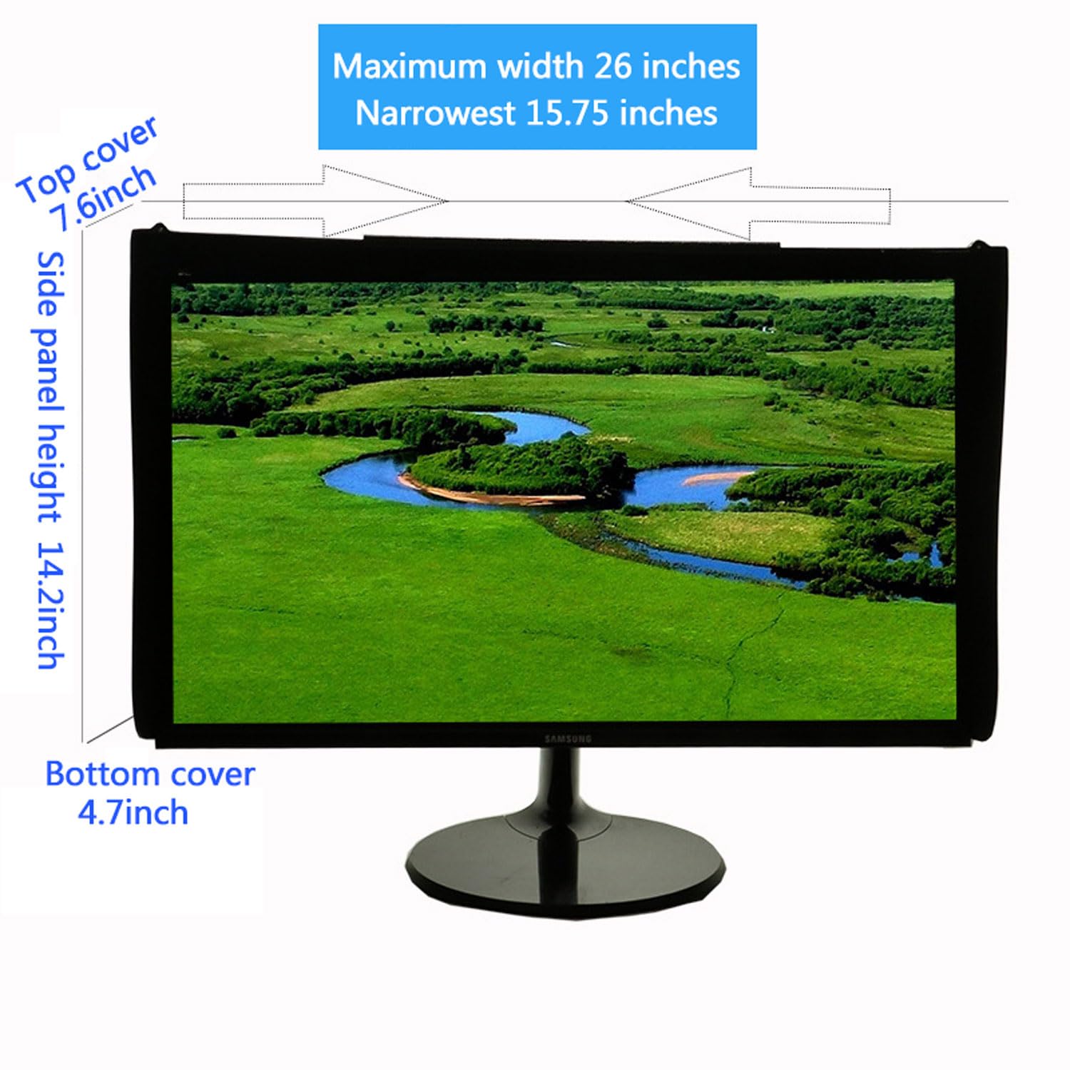 17-27 Inch Monitor Sunshade with Fixed Band - Foldable Anti-Glare & Dustproof Laptop Screen Cover for 17-27