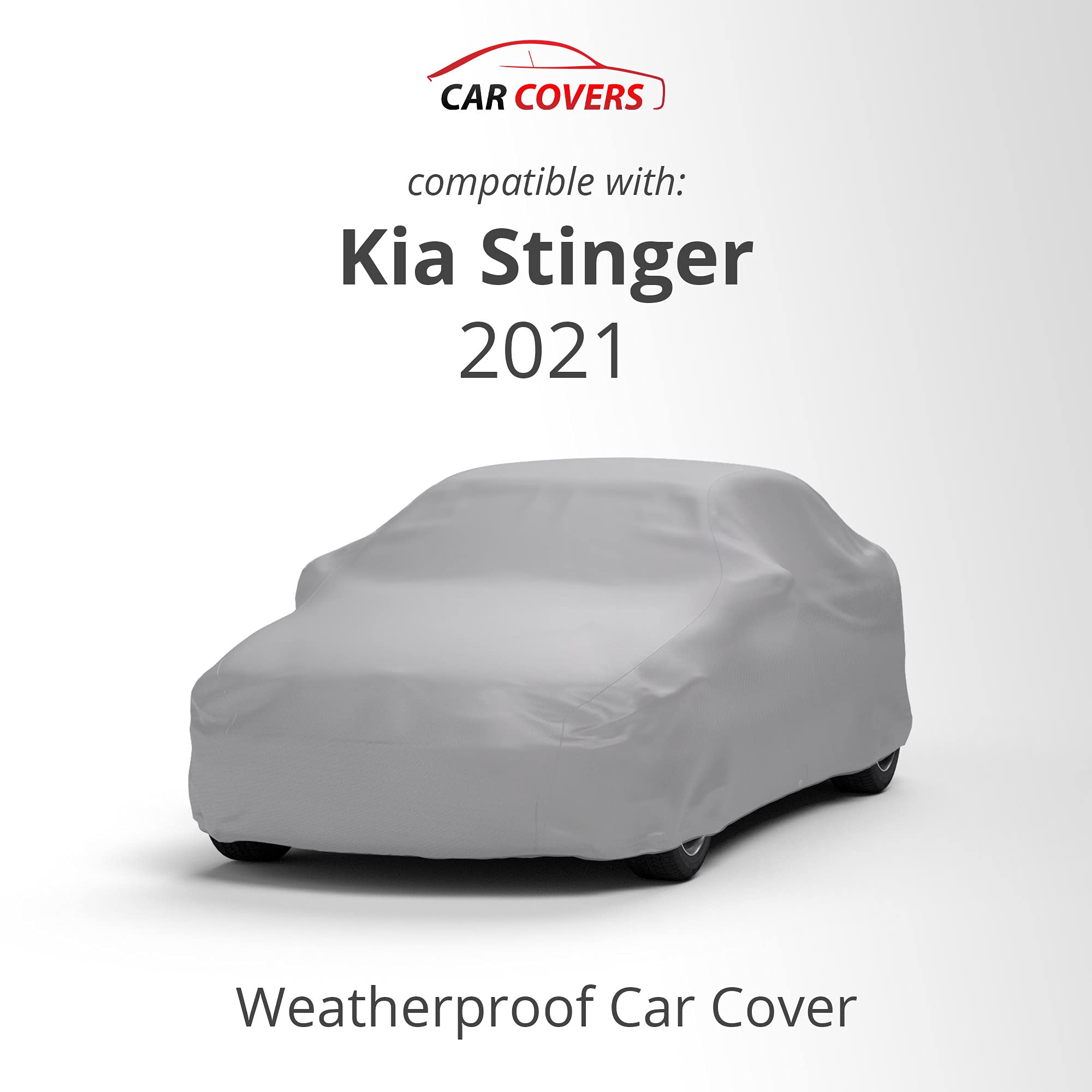 Weatherproof Car Cover with Theft Cable Lock - Compatible with Kia Stinger 2021 | Outdoor Vehicle Protection | Durable Waterproof Material for All Seasons | Perfect for Parking, Storage & Travel