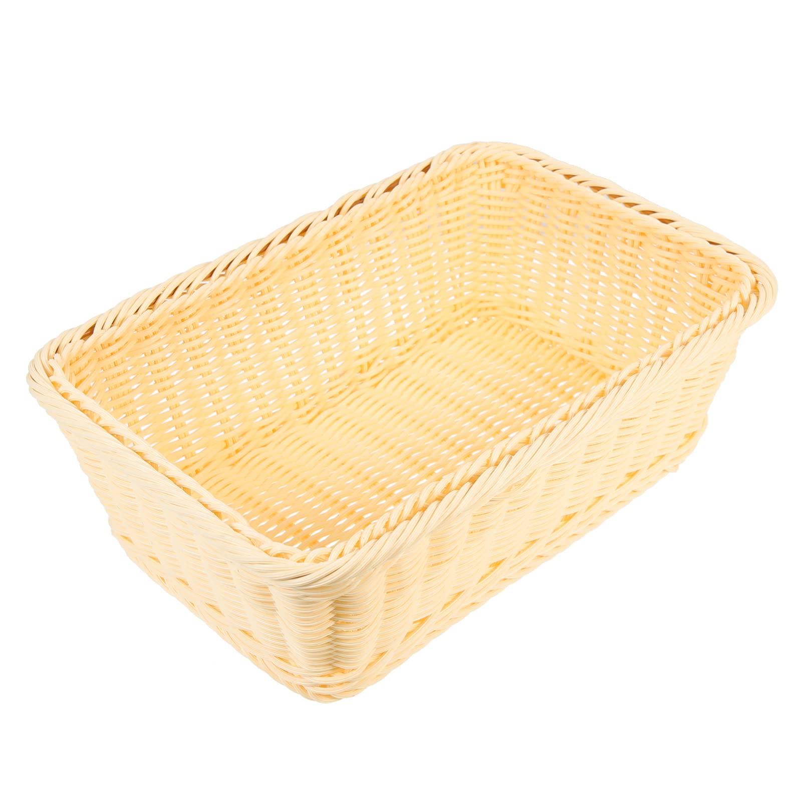 Luxshiny Rattan Storage Basket - Rectangular Woven Basket for Fruits, Bread, Vegetables, Onions, Garlic & Eggs | Shallow Wicker Kitchen Organizer in Beige | Perfect for Pantry, Countertop & Farmhouse Decor