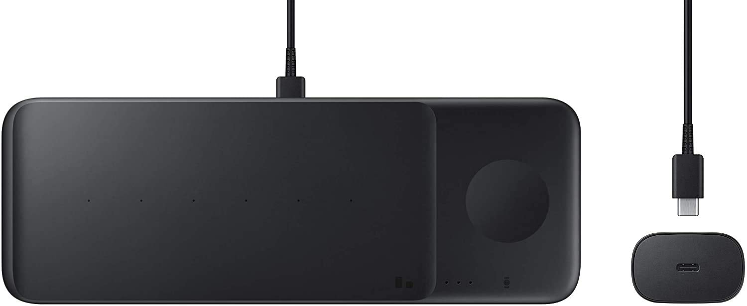 SAMSUNG 9W Wireless Charger Trio with 25W Fast Charging Cube - Qi Certified Fast Wireless Charger EP-P6300 (Renewed, Like New, Black) | Perfect for Home, Office & Travel Charging Multiple Devices Simultaneously