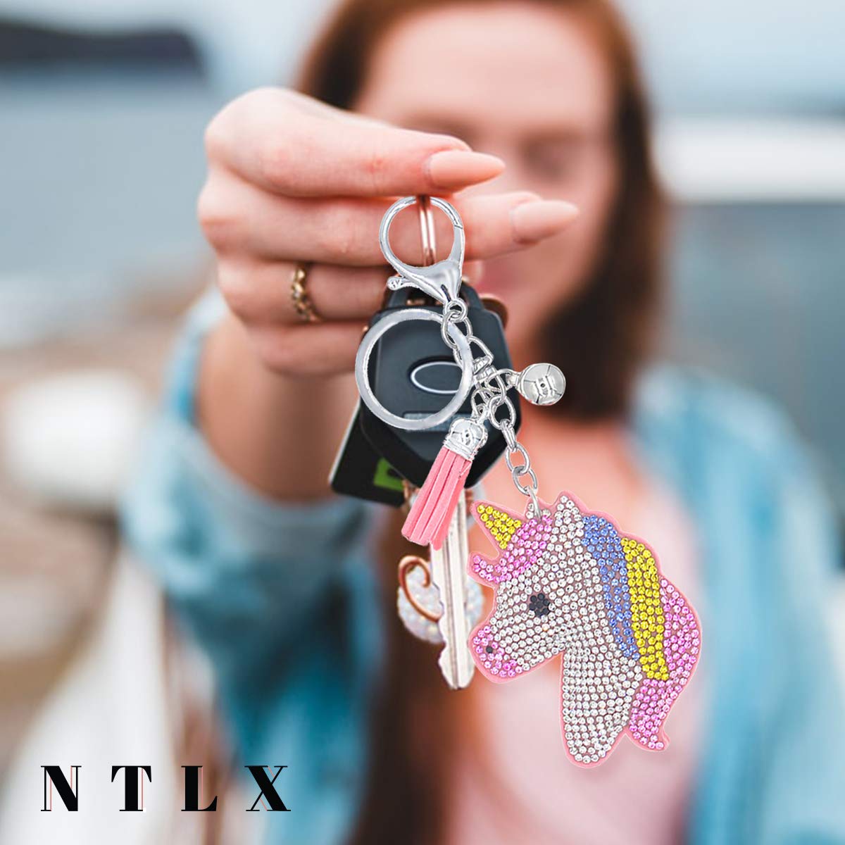 Sparkling NTLX Keychain Bag Charm - Cute Purse Accessory for Women, Luggage, Suitcases, Diaper Bags & Keys - Gift Box Included - Perfect for Travel, Gifts & Everyday Use
