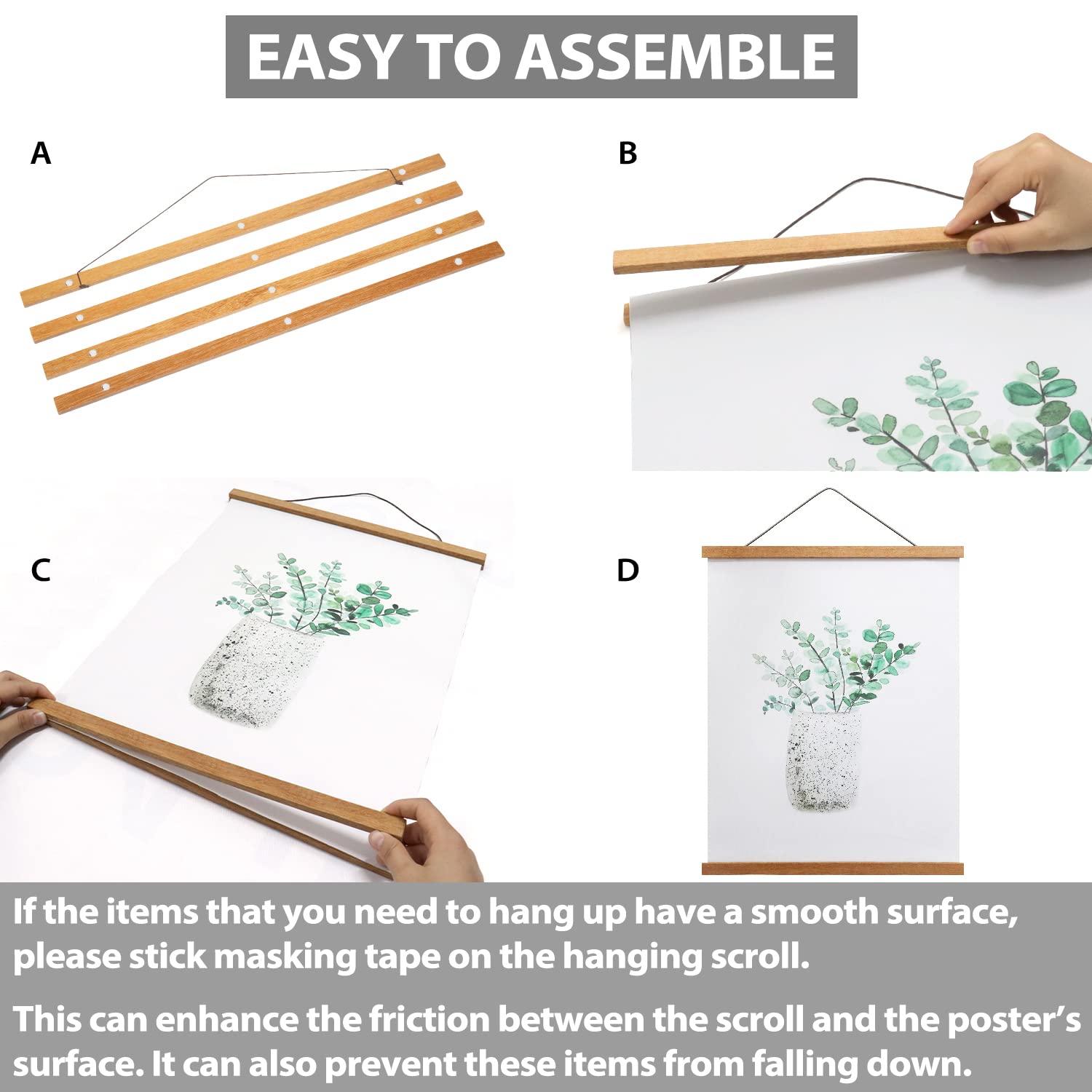 Magnetic Poster Hanger Frame - Strong Wooden Display for Diamond Paintings, Maps, Pictures & Canvas Art | Perfect for Bedroom, Office & Dining Room Decor | Easy-to-Use Wall Mounting Solution for Home & Commercial Spaces