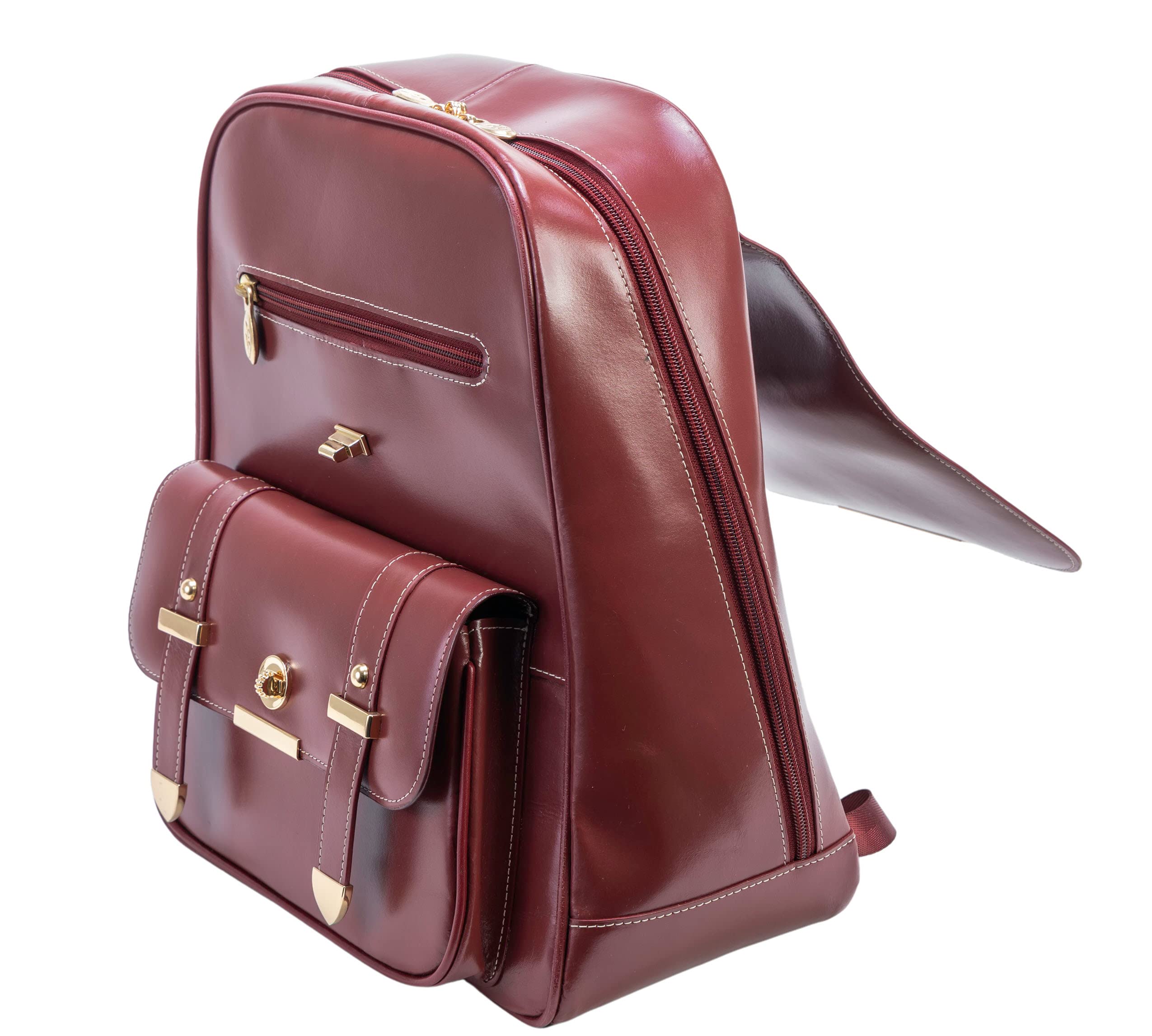 Professional Women's Leather Laptop Backpack for Business & Travel - Slim Tablet Compartment, Durable Small Work Bag (Red) - Perfect for Office Commute, Business Trips & College Use