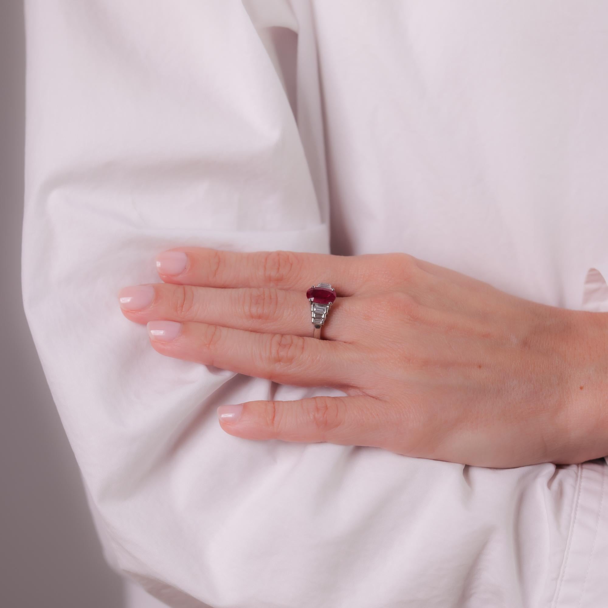 2.03 Carat GIA Certified Vintage Burma Ruby & Diamond Platinum Ring - Perfect for Weddings, Anniversaries & Special Occasions