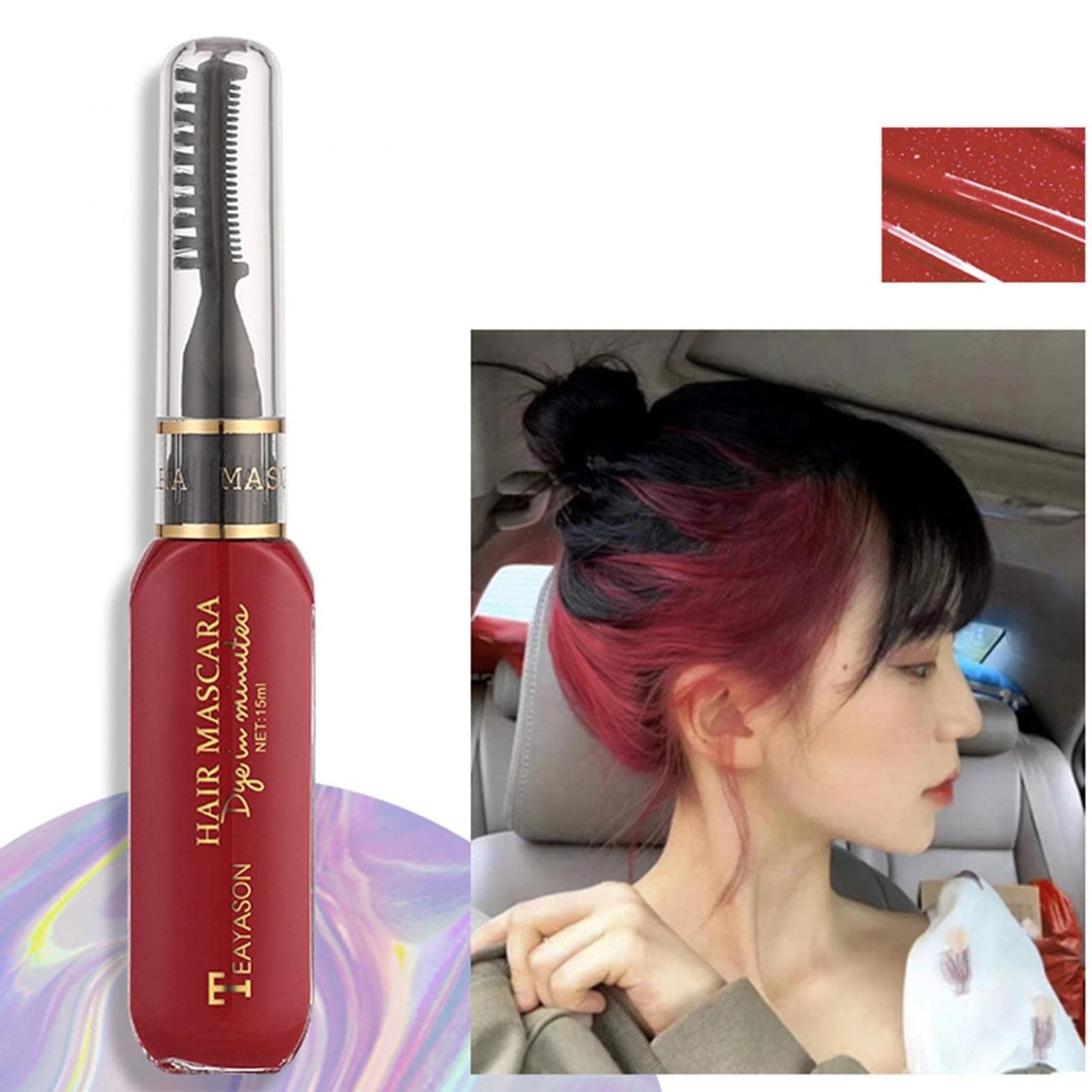 **ZITIANY Temporary Hair Mascara & Color Chalk - Wine Red | Professional Hair Dye for Girls & Kids | Non-Permanent, Easy Wash Out | Perfect for Parties, Halloween & Cosplay**