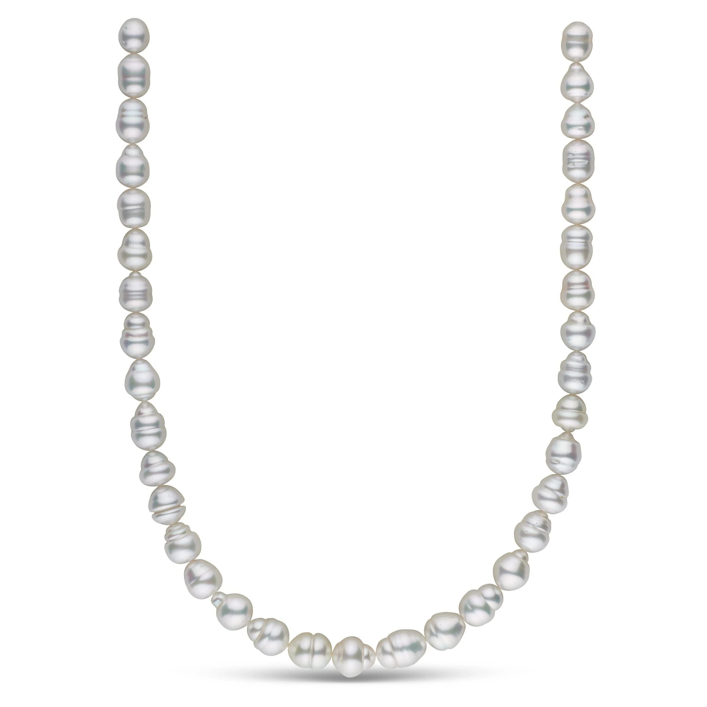 8.5-11.2mm AA+ Grade White South Sea Baroque Cultured Pearl Necklace for Women - Elegant Wedding, Party & Formal Occasion Jewelry Gift