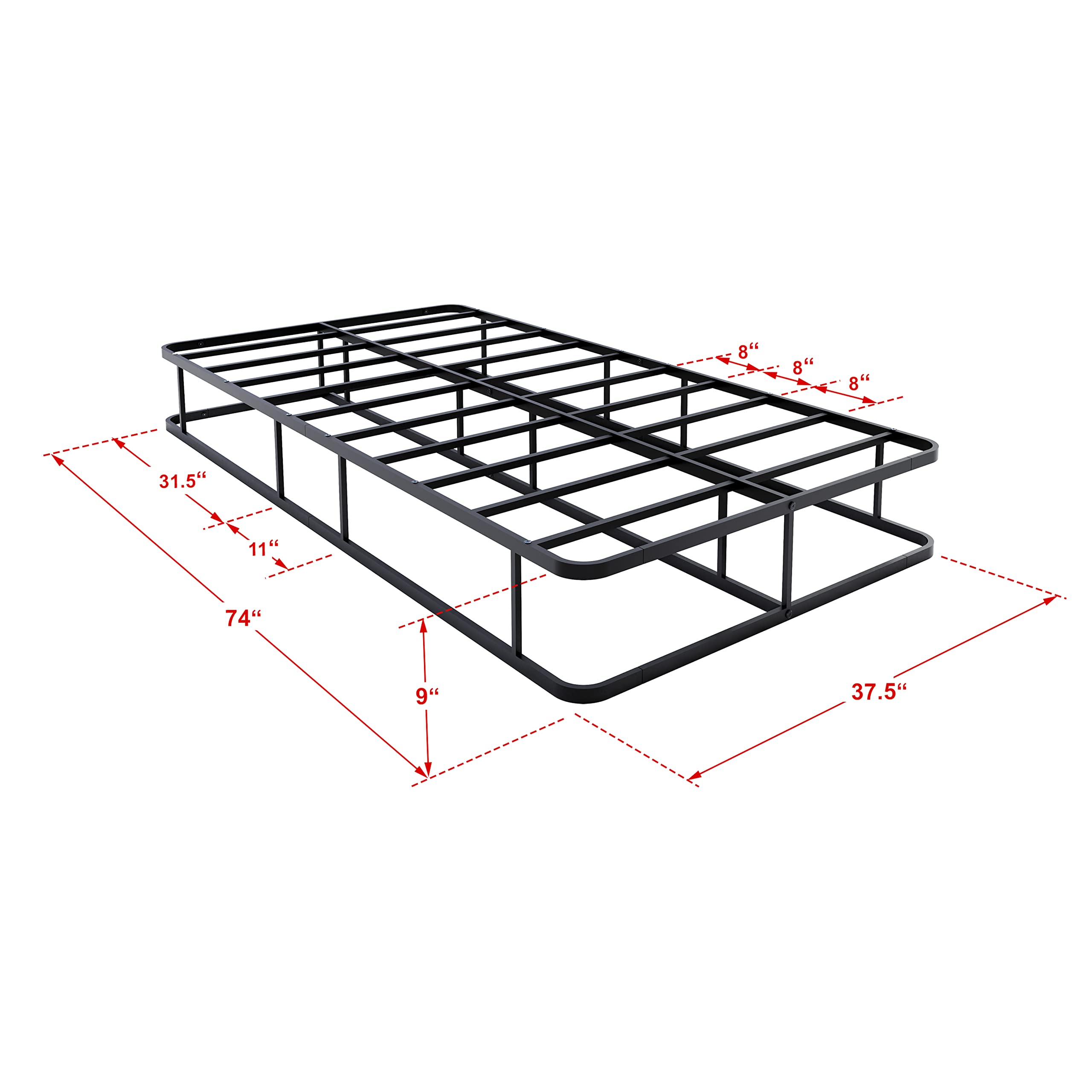 East West Furniture DHTBBLK Dothan Metal Twin Bed Frame with Luxurious Headboard & Footboard - Powder Coated Black - Sturdy & Stylish Bed Frame for Kids, Teens & Guest Rooms - Perfect for Bedrooms, Dorms & Apartments