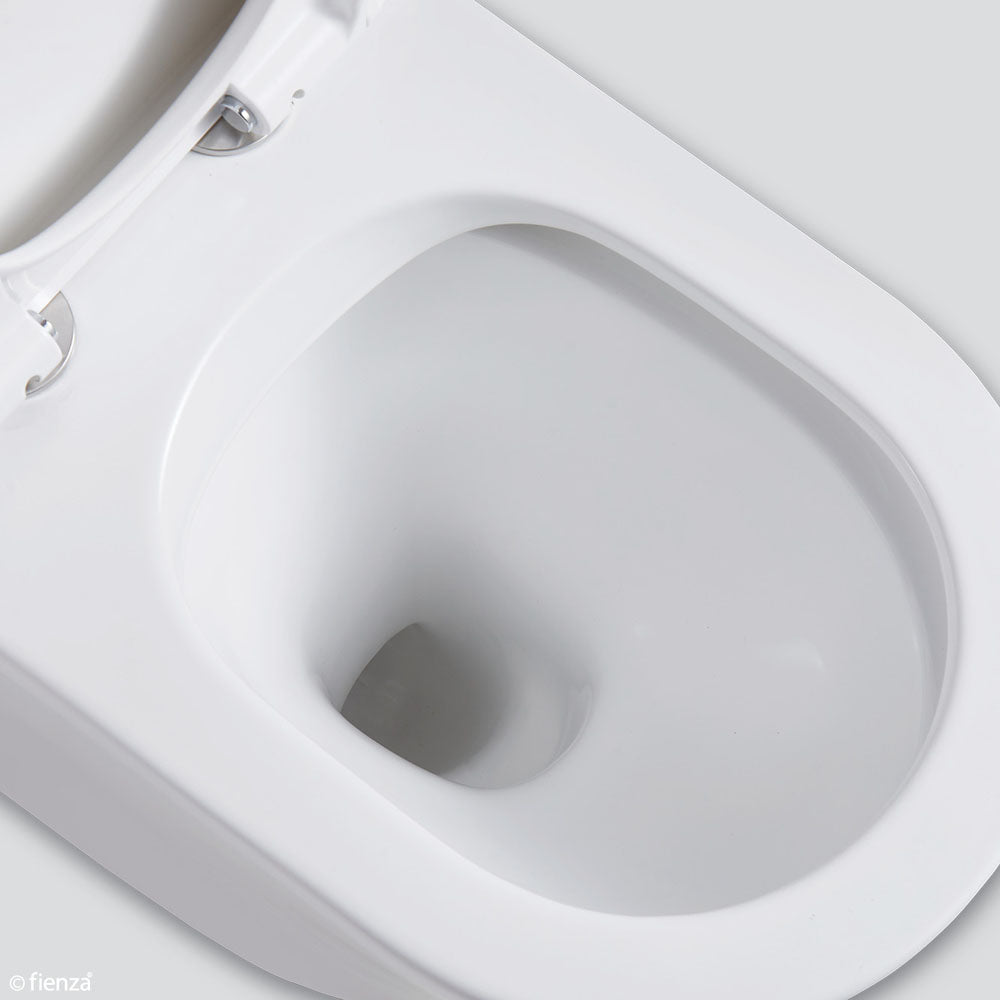 Fienza Isabella Wall-Mounted Bathroom Vanity - Slim Seat Gloss White Finish | Modern Space-Saving Design for Small Bathrooms & Powder Rooms