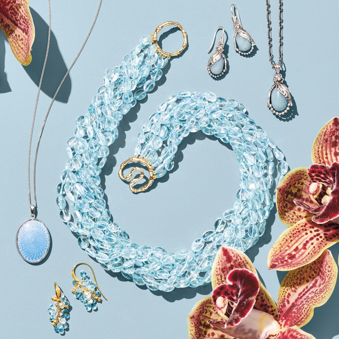 Handmade Tumbled Aquamarine Eight Strand Twist Necklace – Elegant Bohemian Jewelry for Women, Perfect for Weddings, Parties & Everyday Wear