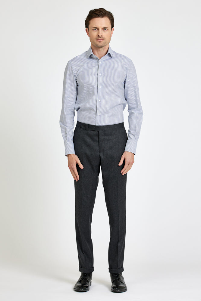 Pilot Super Lux (BC) Shirt - Dark Navy & White Striped 100% Cotton Men's Dress Shirt | Business Casual & Office Wear