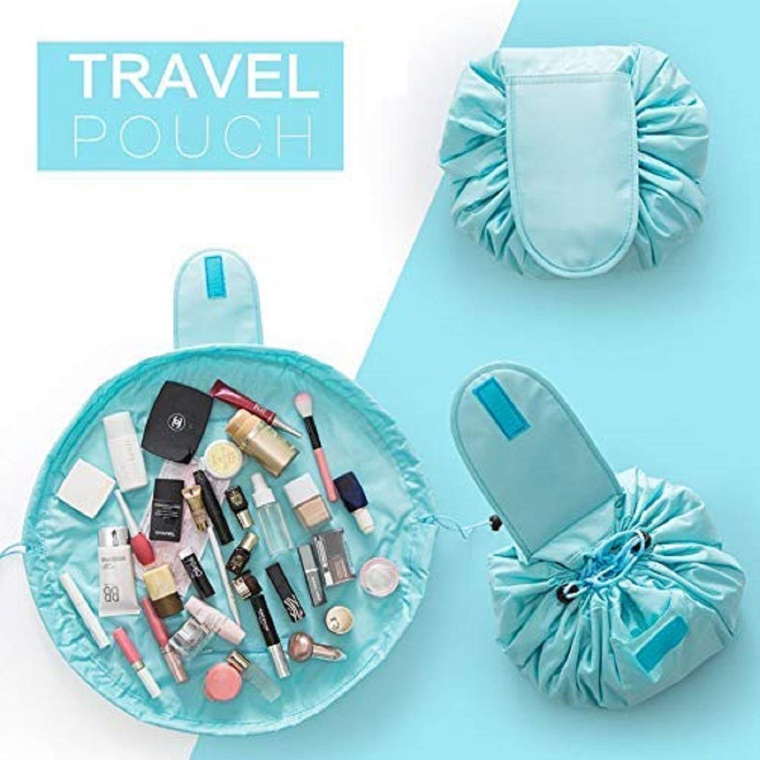 Tradevast Travel Makeup Organizer Bag - Waterproof Cosmetic Pouch with Drawstring for Women & Girls, Toiletry Bag for Bathroom & Travel (Green) - Perfect for Gym, Vacation & Daily Use