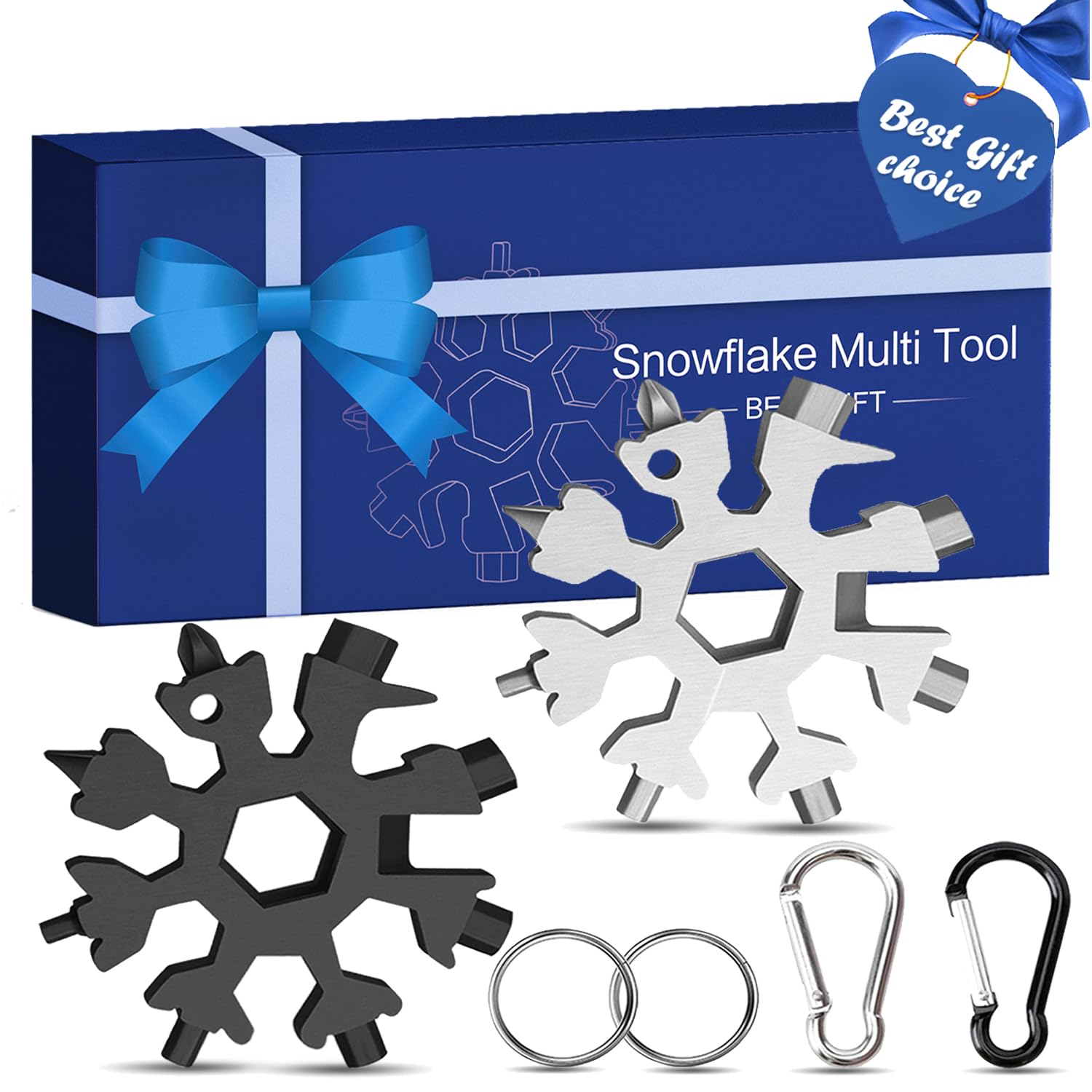 18-in-1 Snowflake Multitool - Perfect Stocking Stuffer for Men & Women | Unique Christmas Gifts for Him, Husband & Boyfriend | Cool Gadgets for Adults Who Have Everything | Great for Camping, Hiking, Emergency & Everyday Carry (EDC)