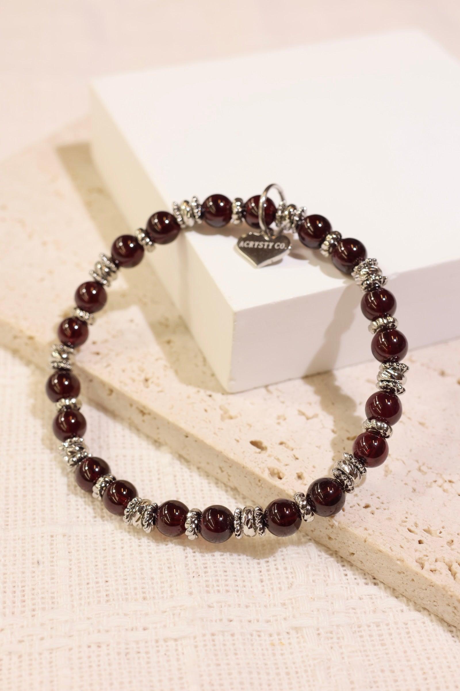 ACD Genuine Red Garnet Bracelet for Women - Elegant Beaded Gemstone Jewelry for Healing, Protection & Style | Perfect for Gifts, Meditation & Everyday Wear