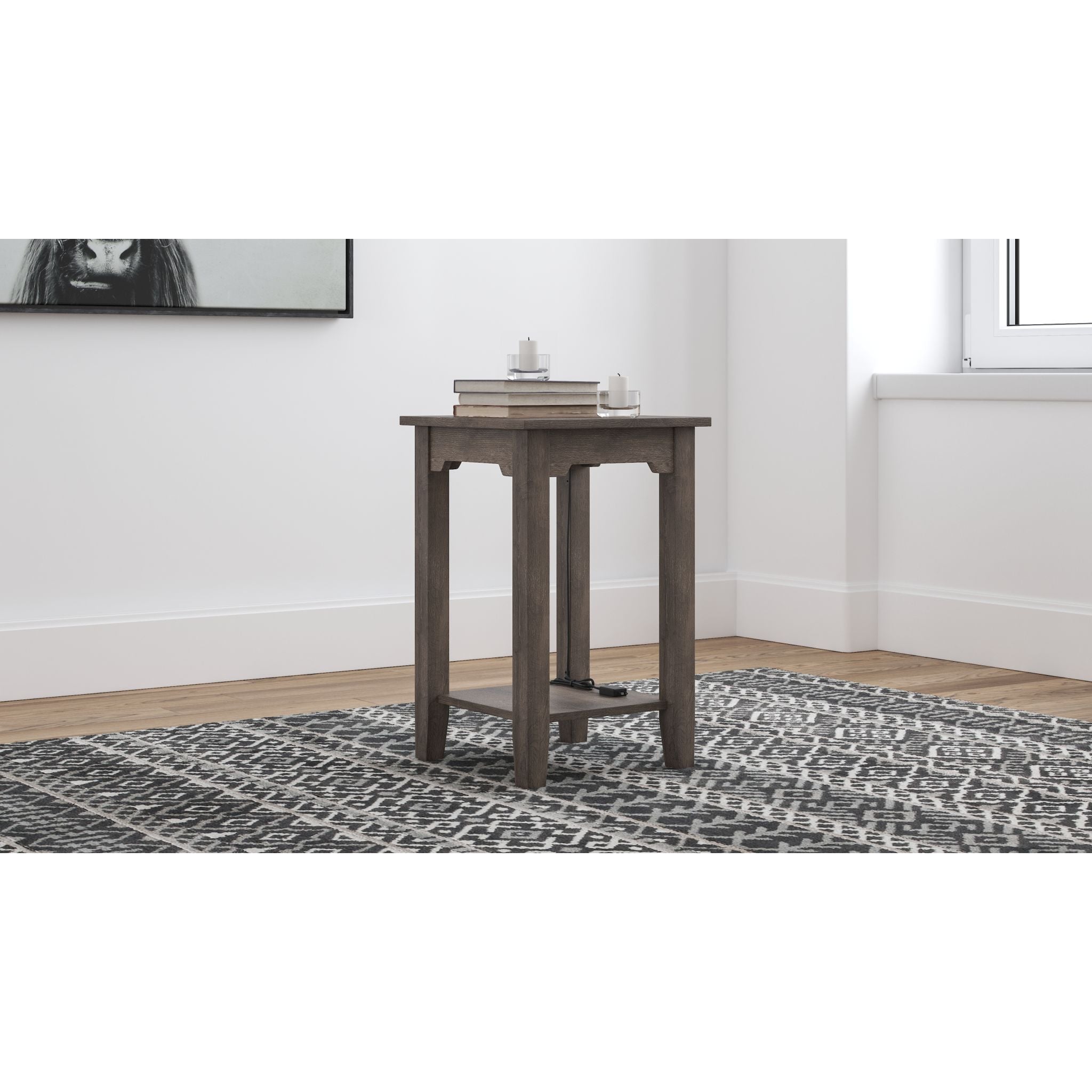 Arlenbry Modern Side Table - Gray End Table for Living Room, Bedroom & Office - Small Nightstand with Storage Shelf - Perfect for Coffee, Books & Decor