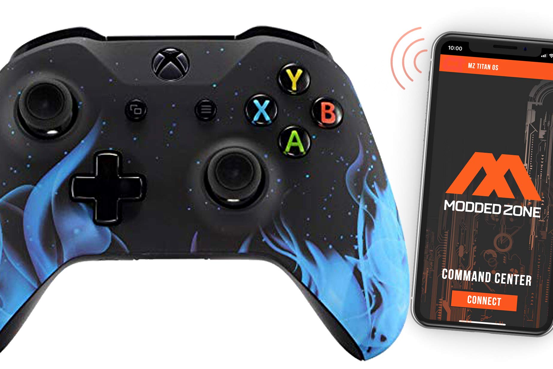 Smart Rapid Fire Custom Modded Controller for Xbox One S - Soft Touch Blue Face, Wireless FPS Gaming Controller with Phone App Control, Perfect for Call of Duty, Fortnite & Competitive Gaming