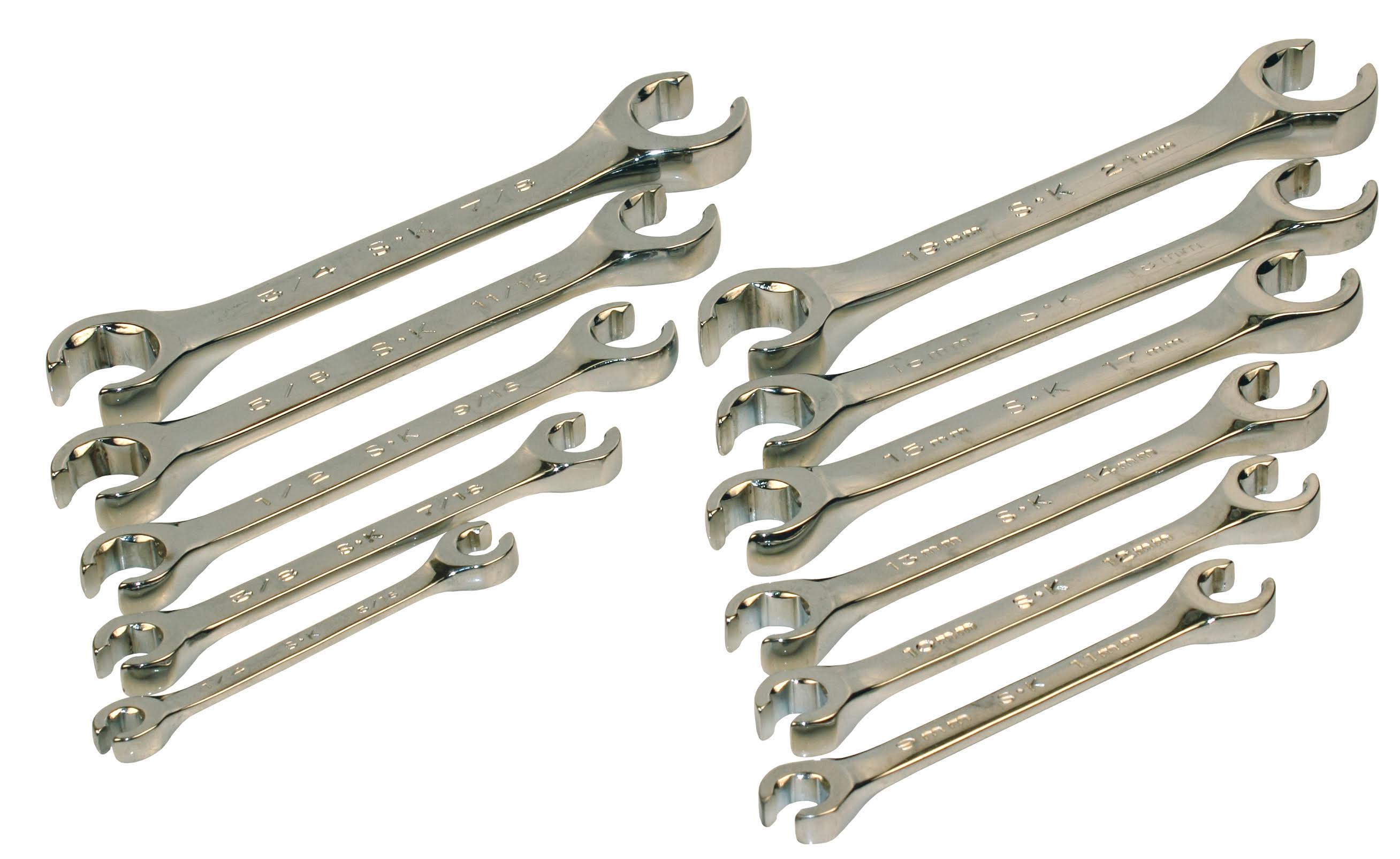 11-Piece Fractional/Metric Flare Nut Chrome Wrench Set - Professional Automotive Tool Kit for Plumbing, HVAC & Mechanical Repairs