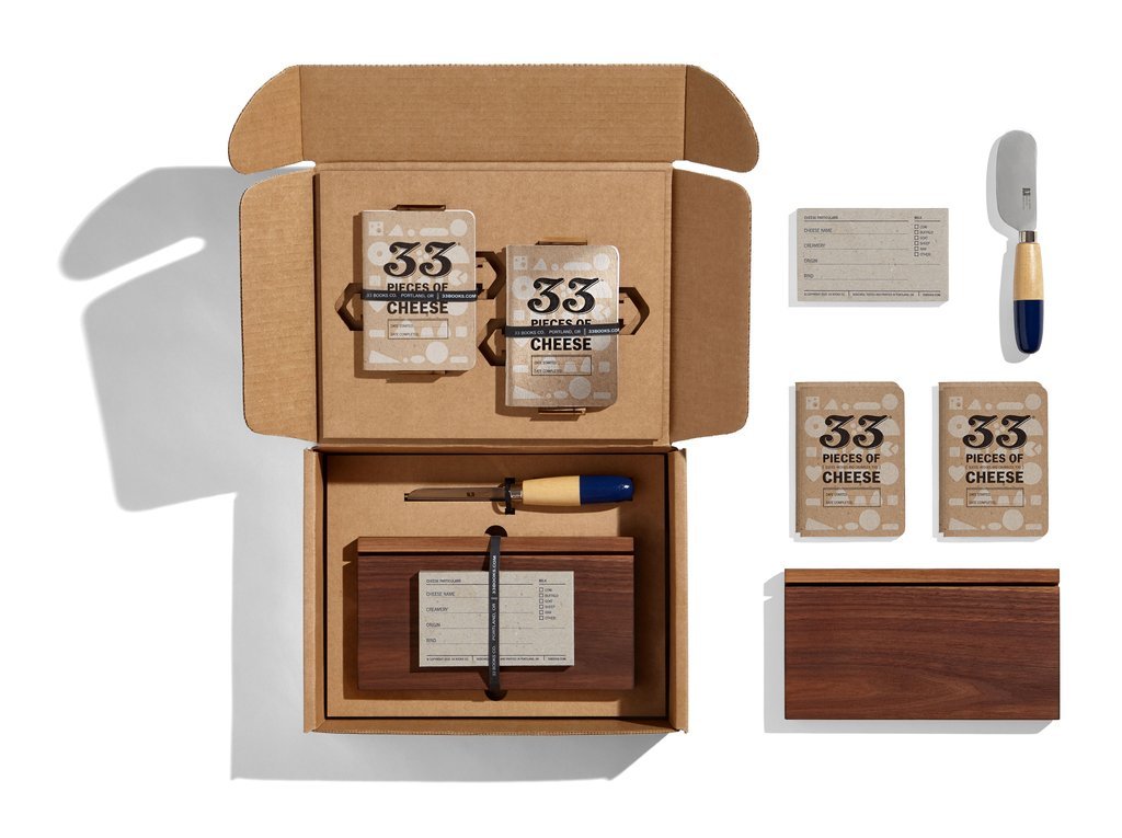 33 Books Co. Premium Cheese Tasting Gift Set - 33 Cheese Varieties with 2 Copies Each, Cheese Board, Knives & Placards | Perfect for Wine Pairings, Dinner Parties & Gourmet Gifts