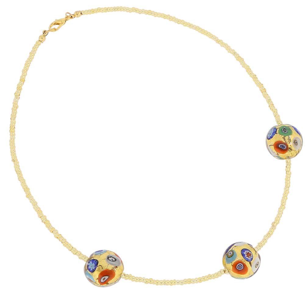 Venetian Murano Glass Klimt Royal Disks Necklace - Handmade Italian Jewelry for Women, Elegant Gift for Special Occasions