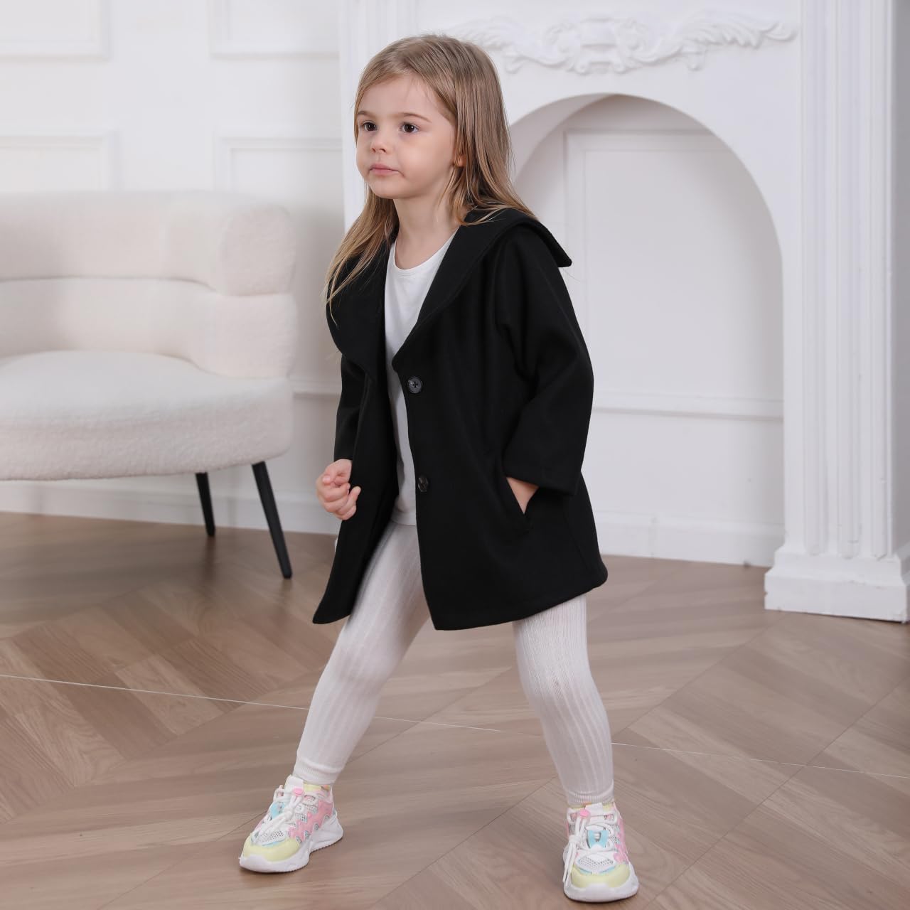Goodplayer Baby Boys & Girls Pea Coat - Toddler Winter Jacket with Buttons, Warm Outerwear for Fall & Winter | Perfect for Outdoor Play & Family Outings