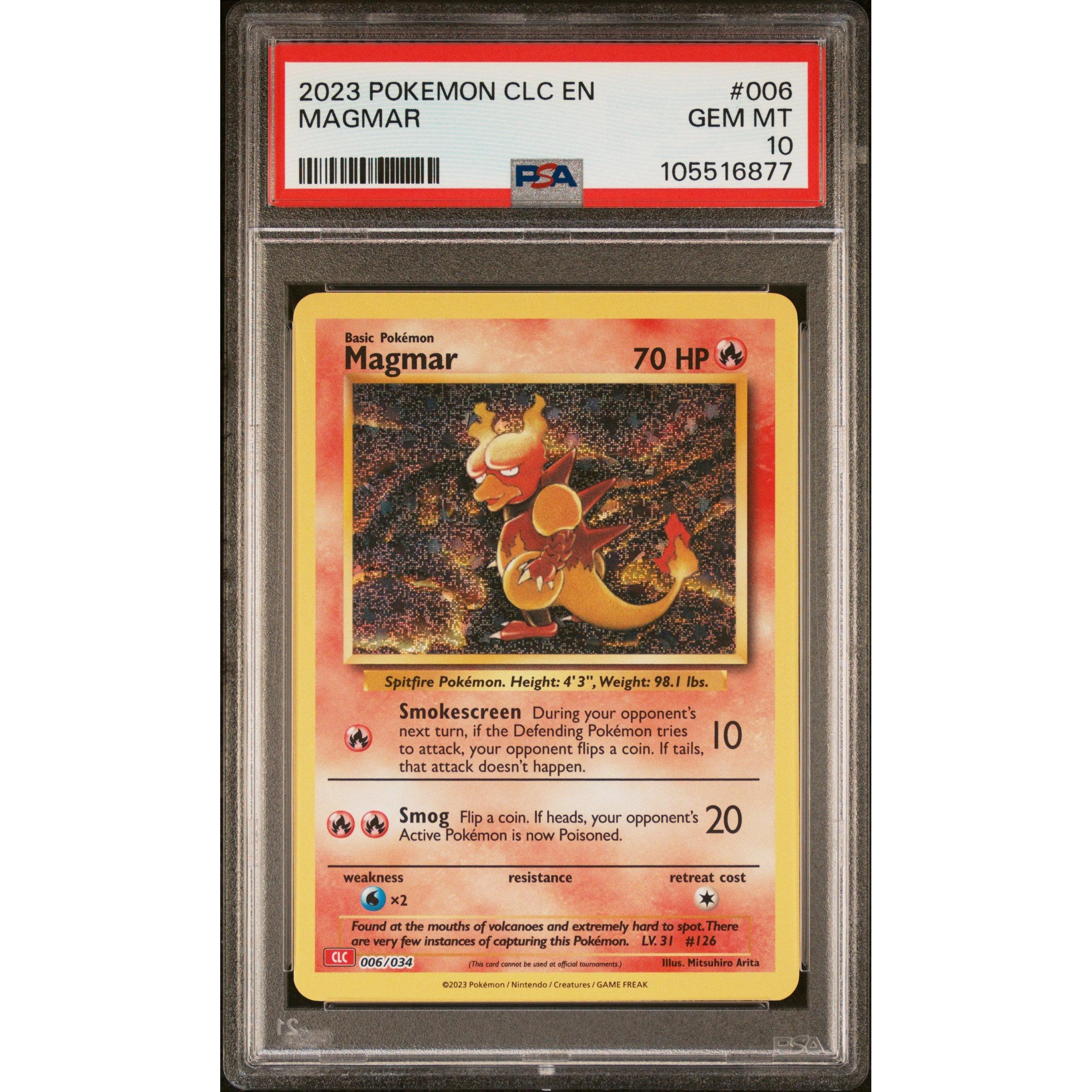 2023 Pokemon Classic Collection Magmar 006/034 PSA 10 Graded Card - Rare Collectible for Pokemon TCG Fans & Investors | Perfect for Display, Trading, and Gaming Battles