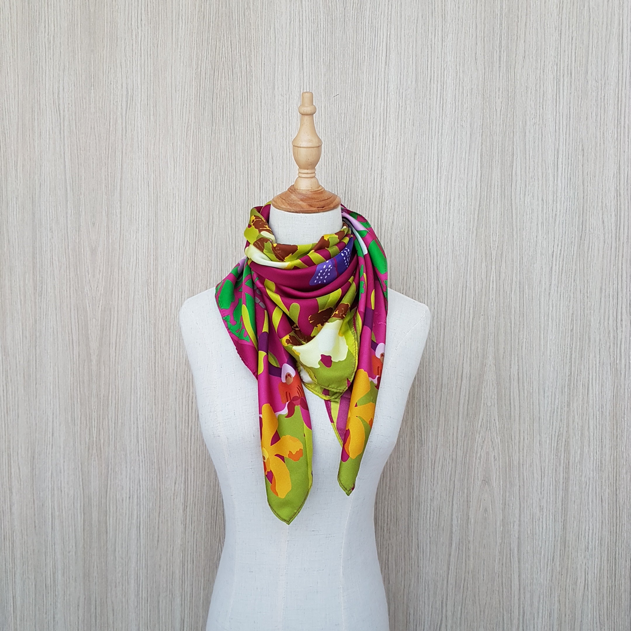 Orchidea Luxury Silk Scarf for Women - Elegant Floral Print Shawl Wrap - Perfect for Weddings, Parties & Special Occasions