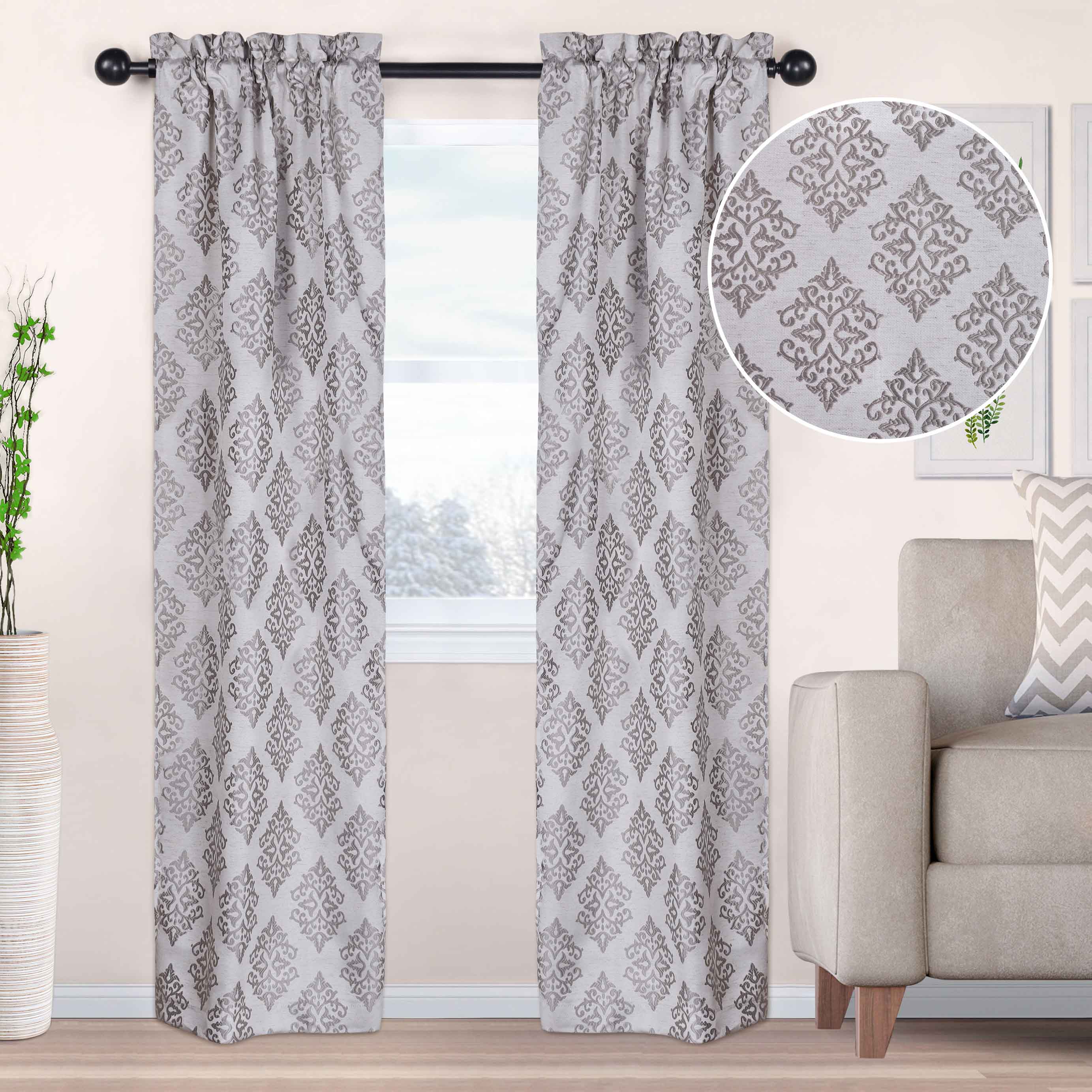Venetian Damask Jacquard Curtain Panels Set of 2 - Luxury Window Treatments for Living Room & Bedroom