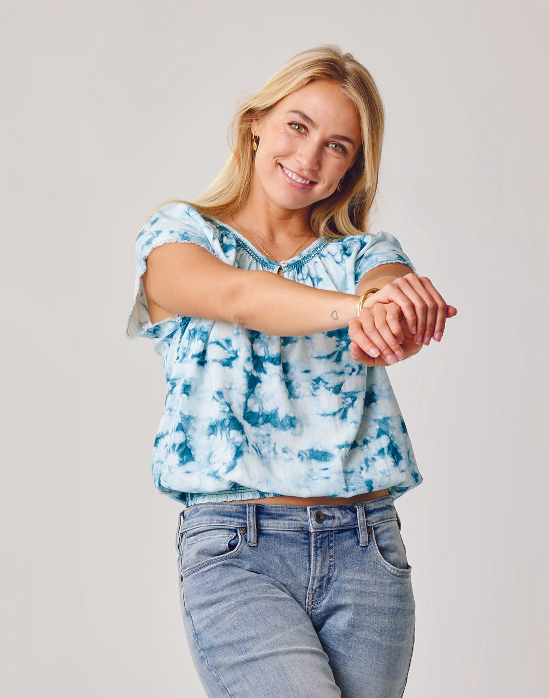 Lilly Top: Hydro Tie Dye Women's Fashion T-Shirt - Trendy Summer Casual Wear for Beach, Music Festivals & Everyday Outfits