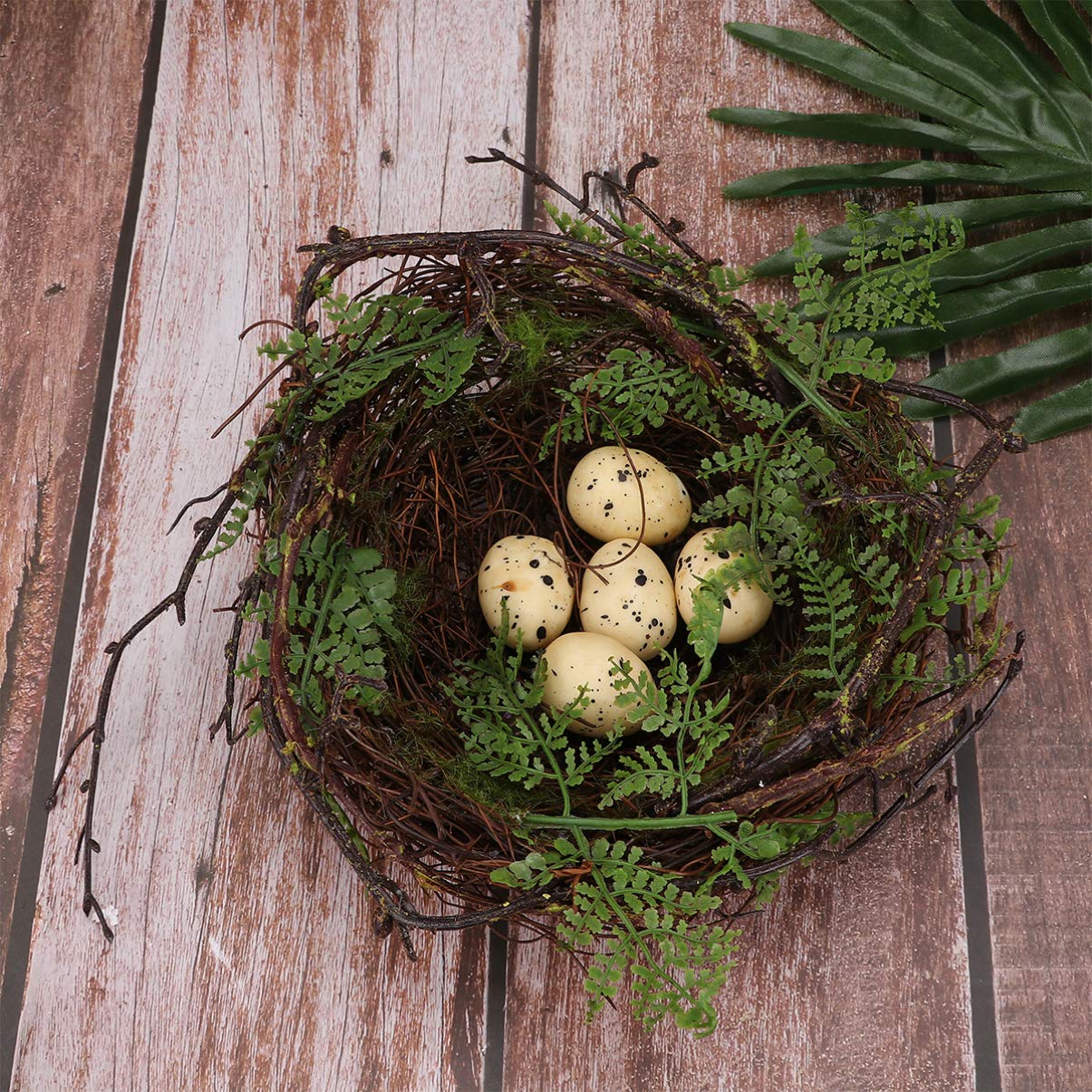 YARNOW Artificial Bird Nest Decor - 20cm Moss Vine Twig with Fake Eggs for Wedding, Baby Shower & Party Favors | Home Decoration, Centerpiece, Spring Display