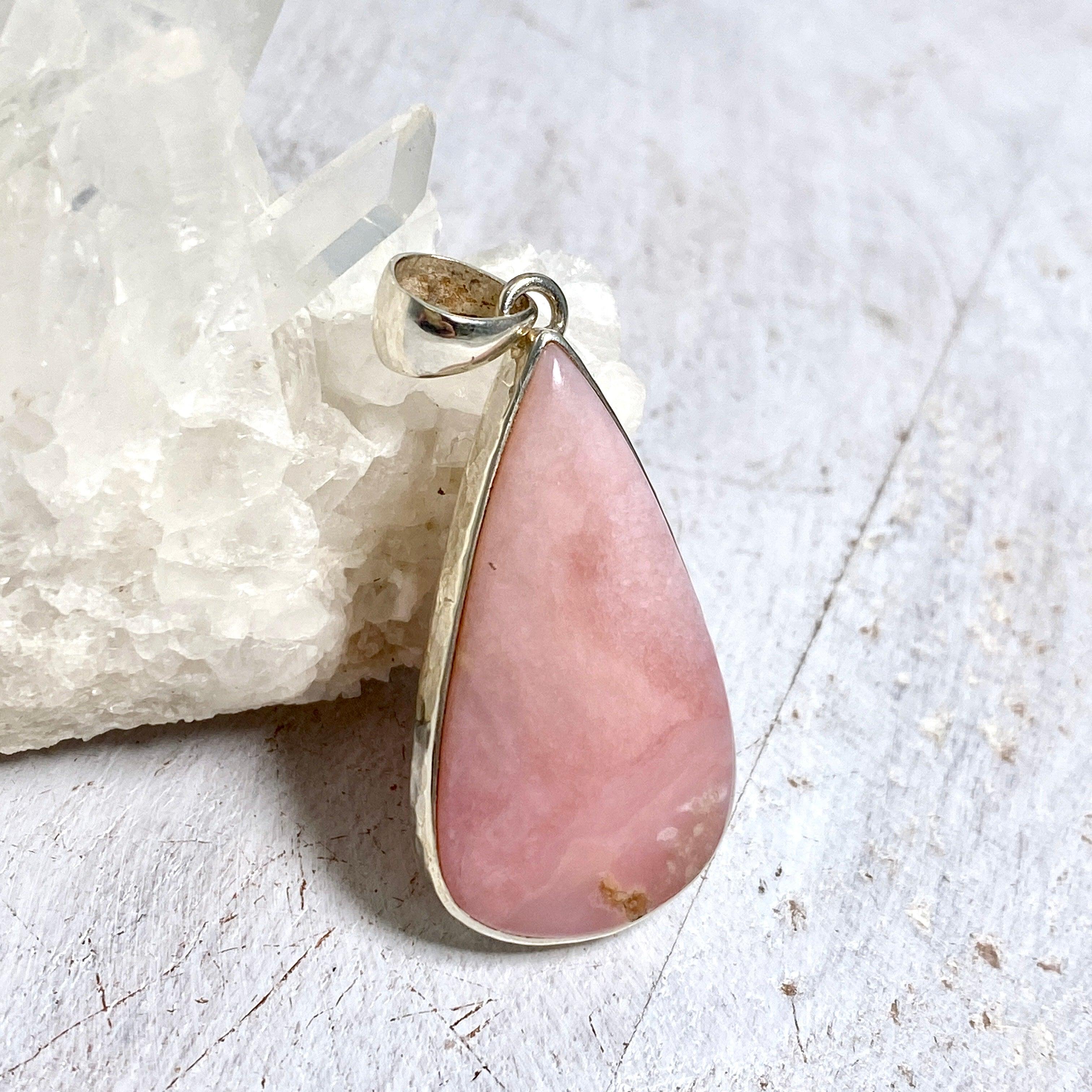 Natural Pink Opal Teardrop Pendant Necklace KPGJ3278 - Elegant Jewelry for Women, Perfect for Gifts, Parties & Special Occasions