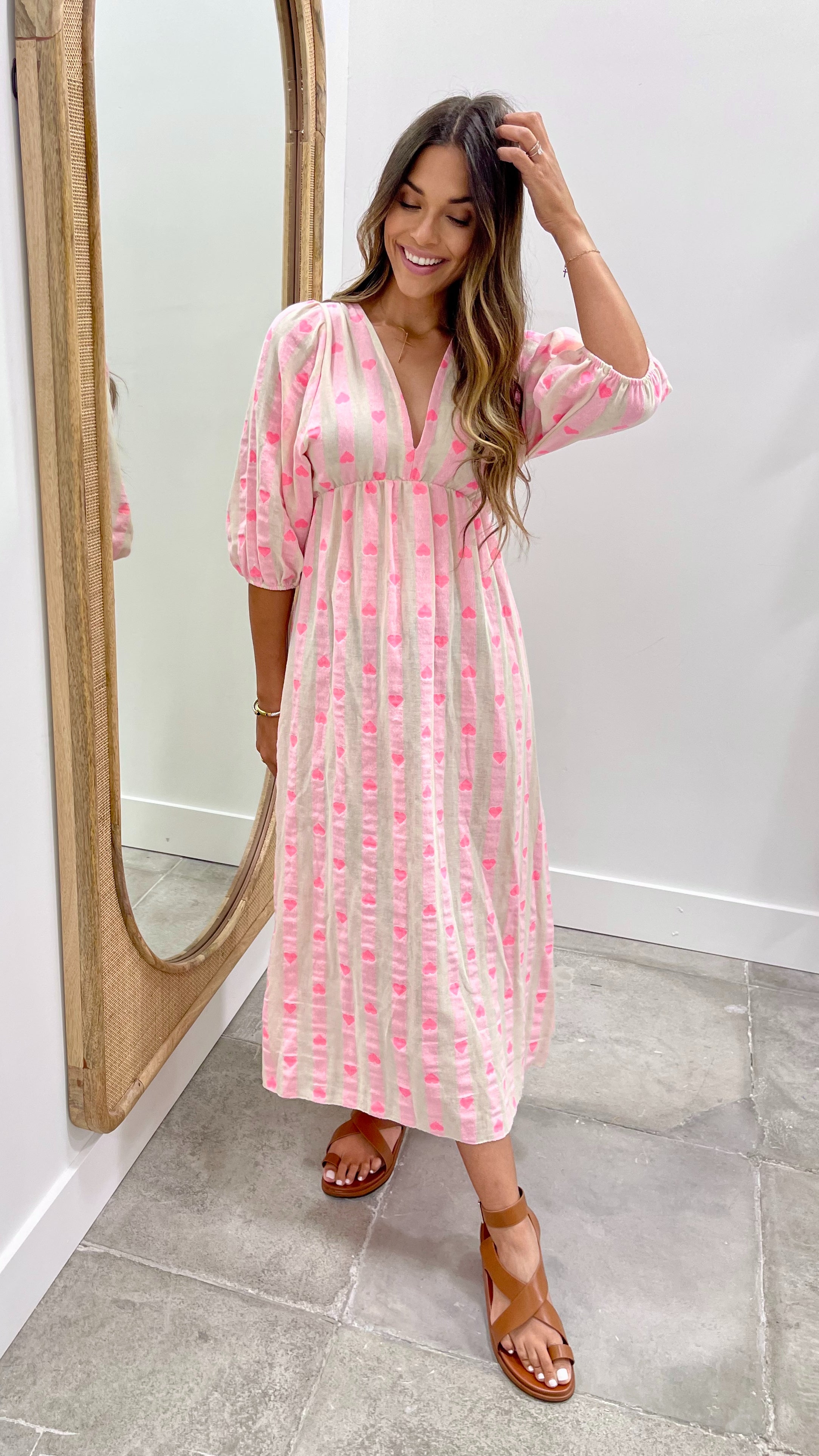 Ibiza Heart Resort Dress Pink - Flowy Summer Beach Dress for Women, Perfect for Vacations, Pool Parties & Tropical Getaways